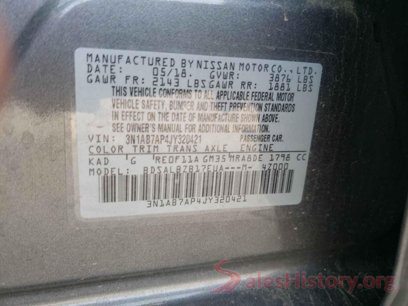 3N1AB7AP4JY320421 2018 NISSAN SENTRA