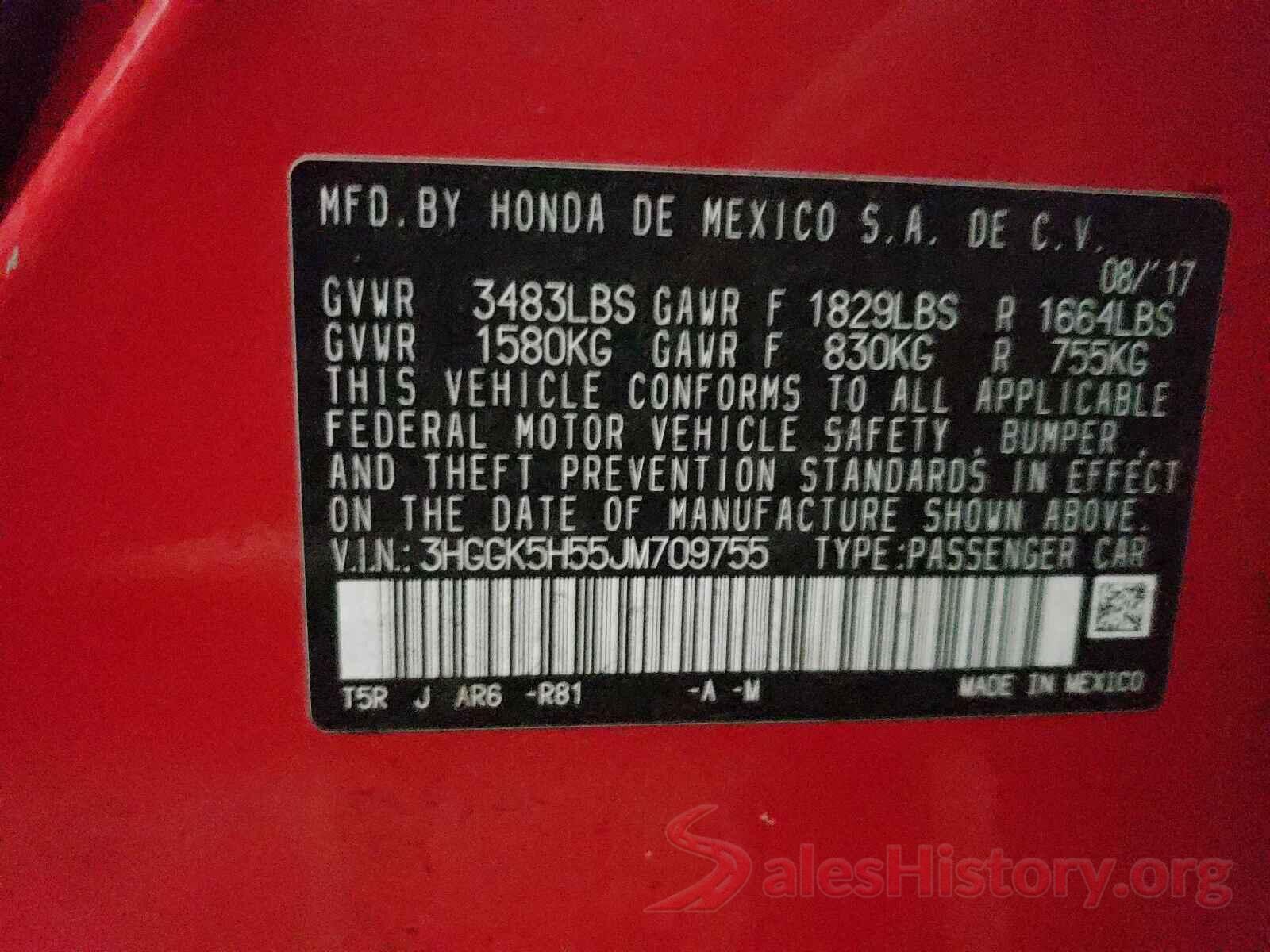 3HGGK5H55JM709755 2018 HONDA FIT