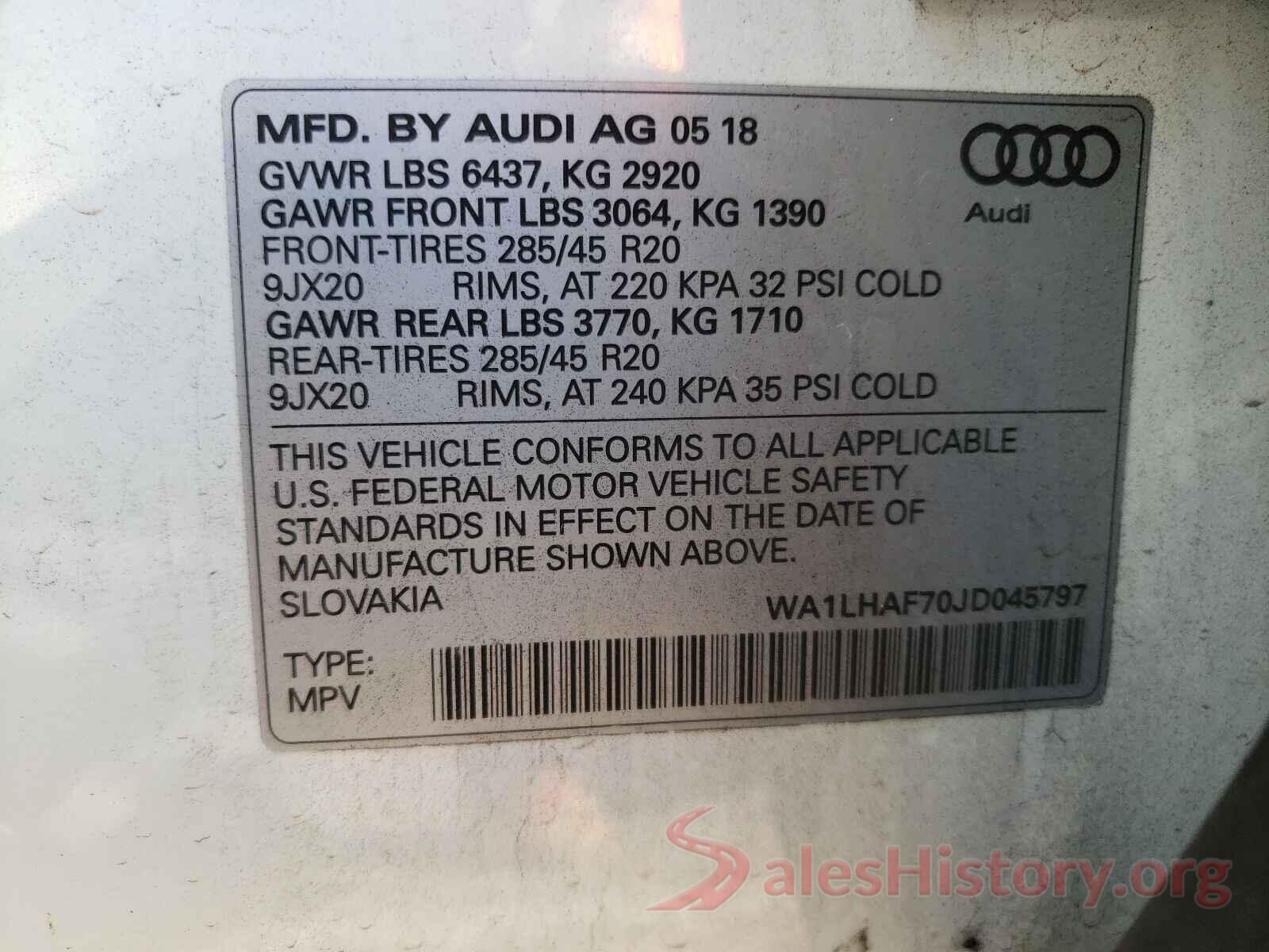 WA1LHAF70JD045797 2018 AUDI Q7