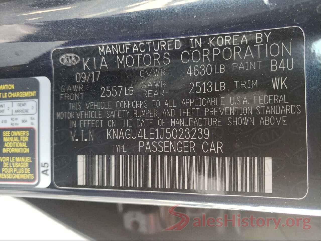 KNAGU4LE1J5023239 2018 KIA OPTIMA