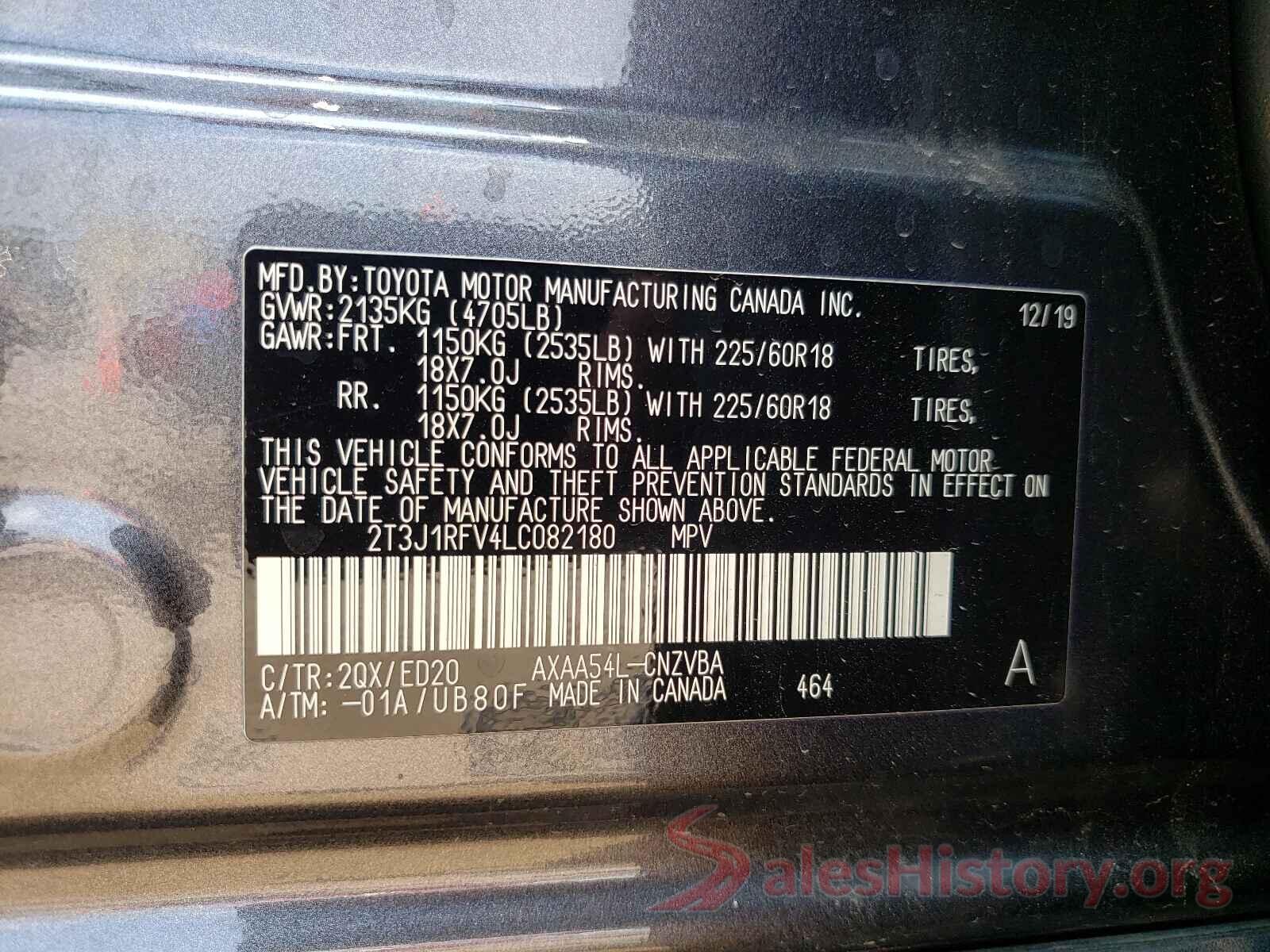 2T3J1RFV4LC082180 2020 TOYOTA RAV4