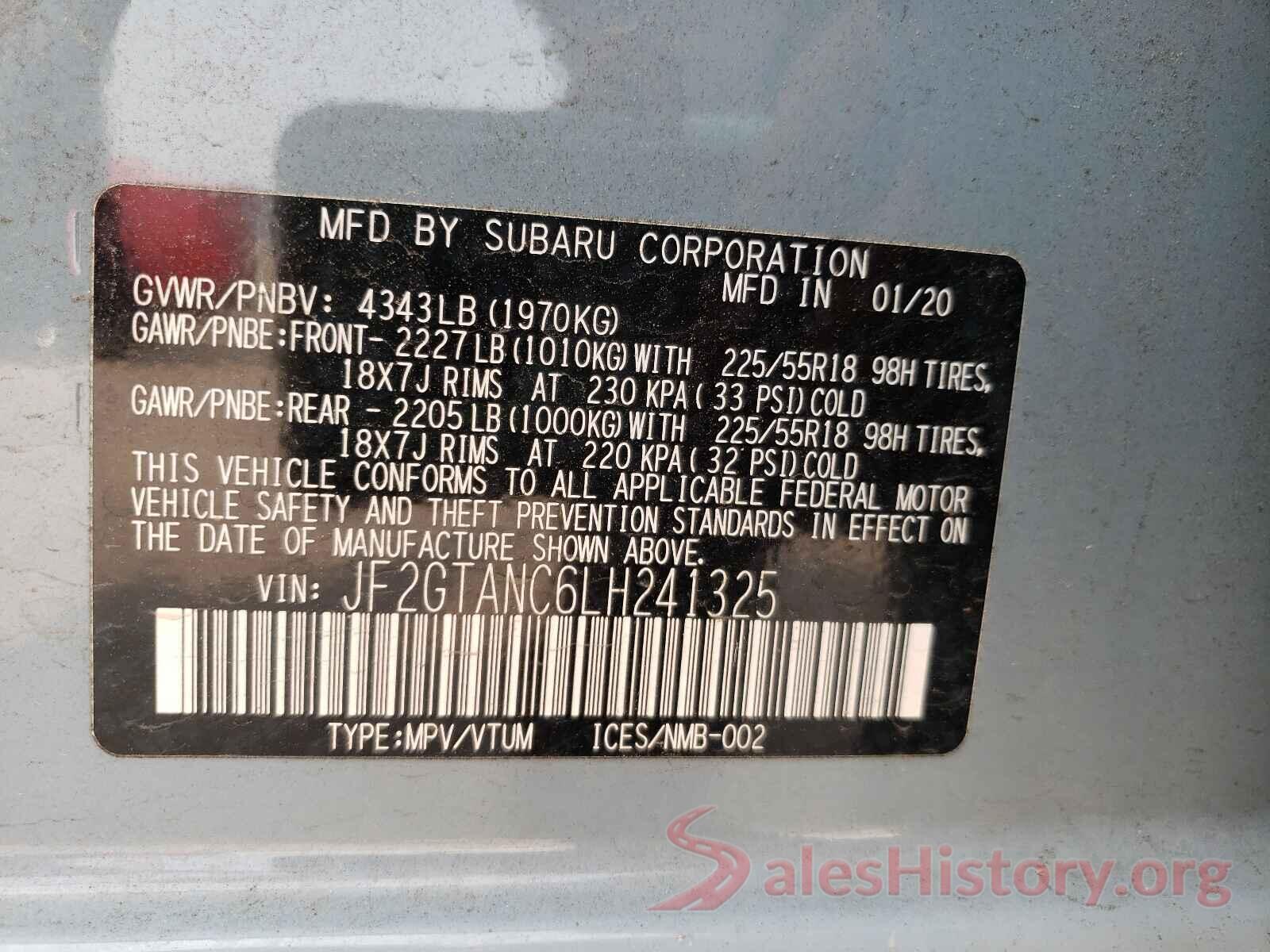 JF2GTANC6LH241325 2020 SUBARU CROSSTREK