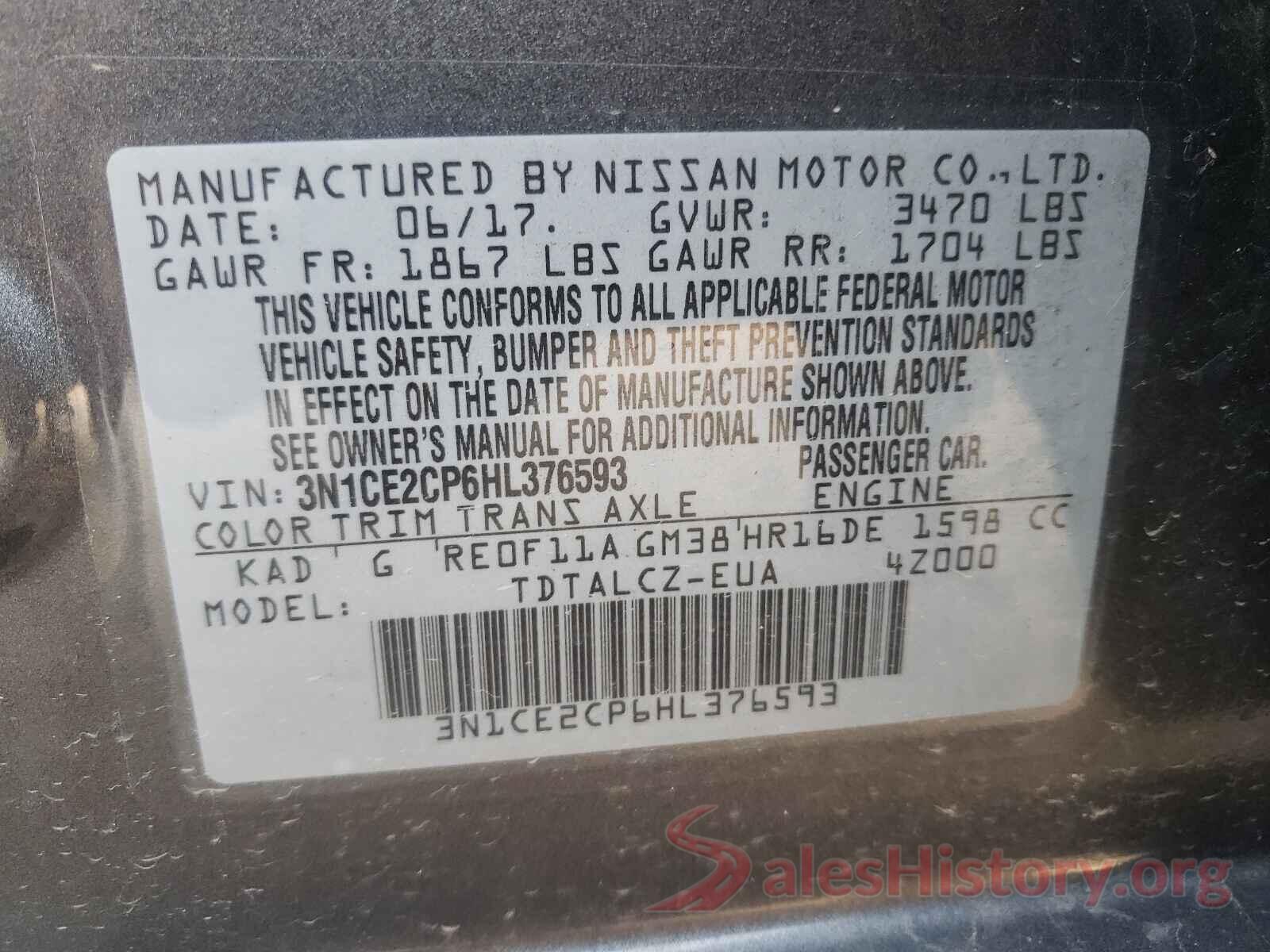 3N1CE2CP6HL376593 2017 NISSAN VERSA