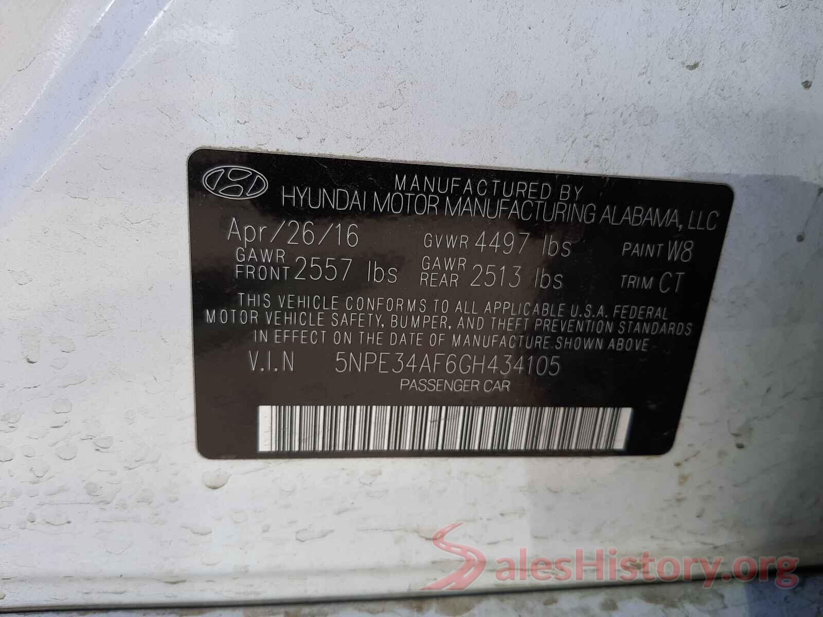 5NPE34AF6GH434105 2016 HYUNDAI SONATA