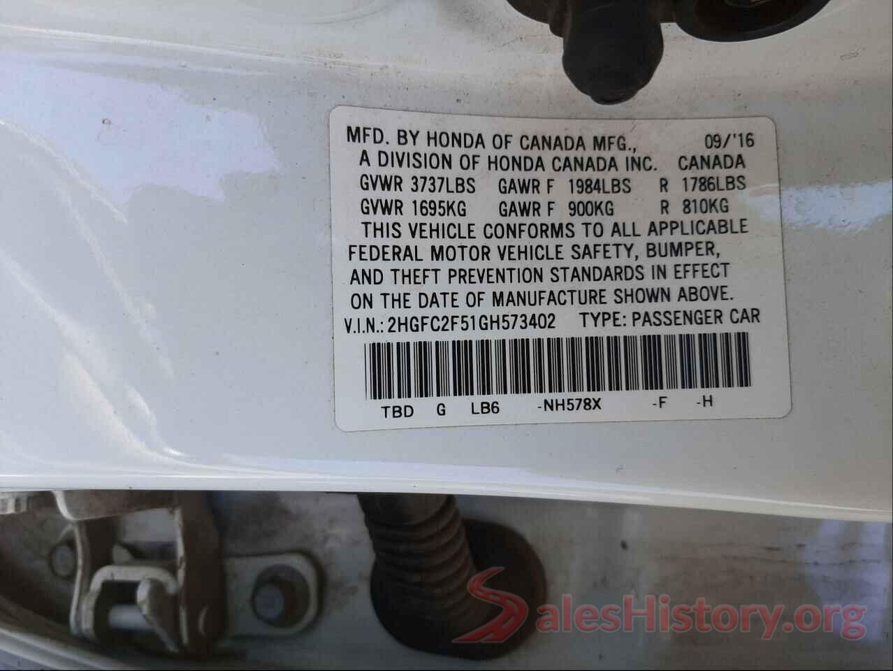 2HGFC2F51GH573402 2016 HONDA CIVIC