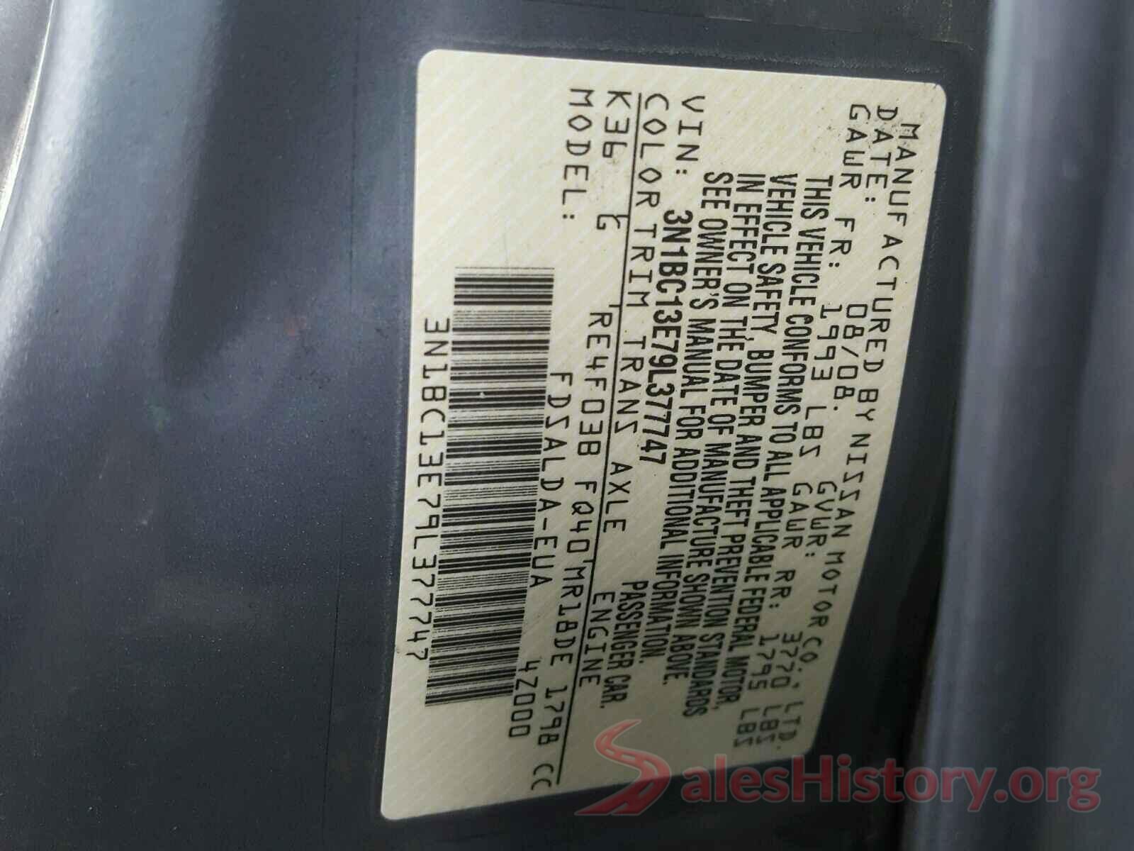 3N1BC13E79L377747 2009 NISSAN VERSA