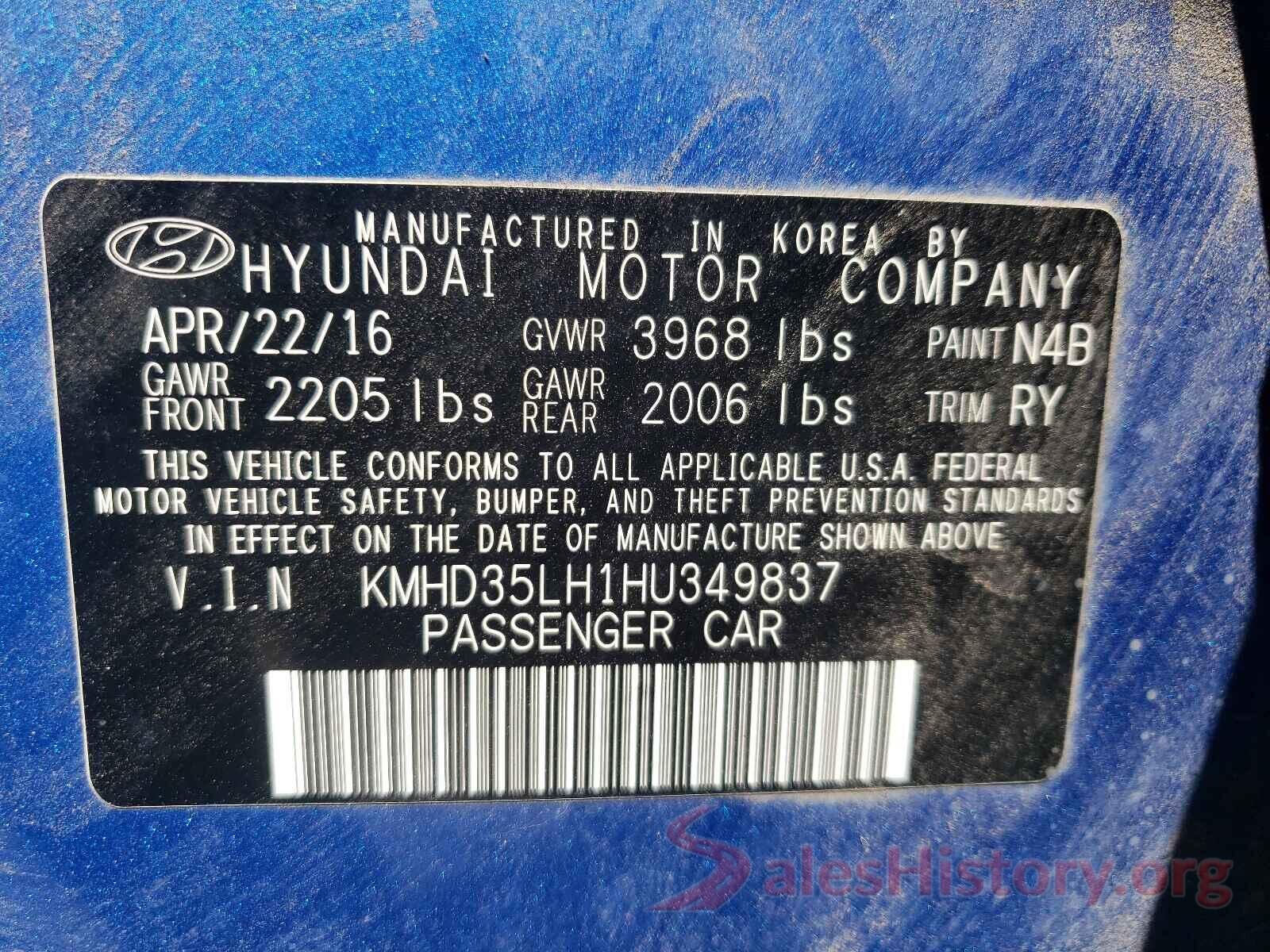 KMHD35LH1HU349837 2017 HYUNDAI ELANTRA