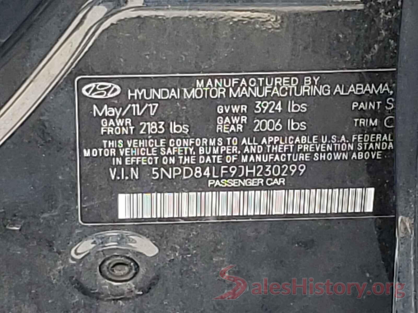 5NPD84LF9JH230299 2018 HYUNDAI ELANTRA