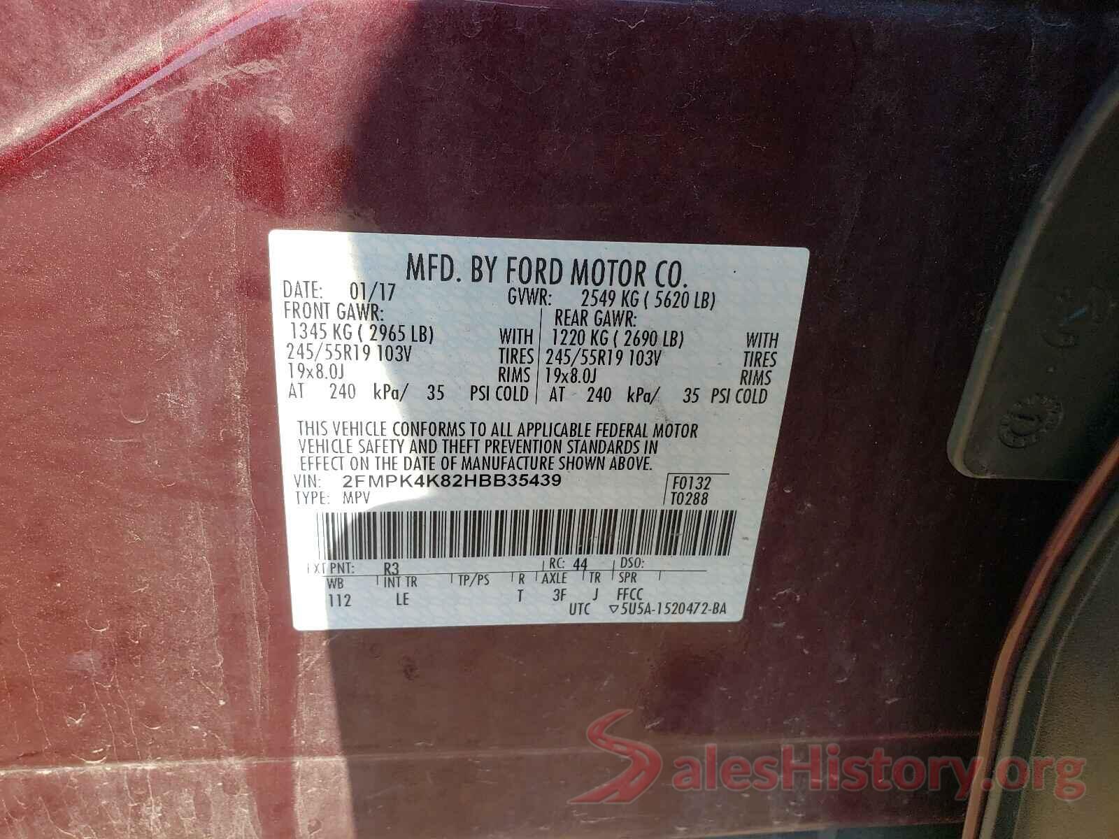 2FMPK4K82HBB35439 2017 FORD EDGE