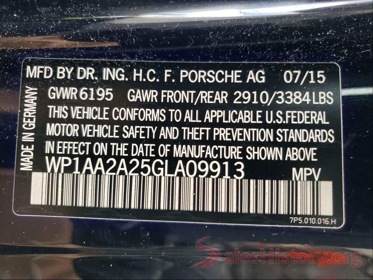 WP1AA2A25GLA09913 2016 PORSCHE CAYENNE