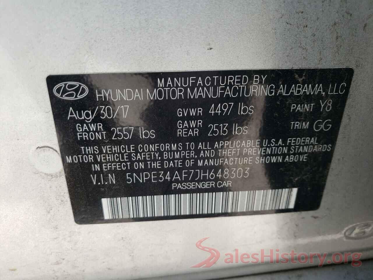 5NPE34AF7JH648303 2018 HYUNDAI SONATA