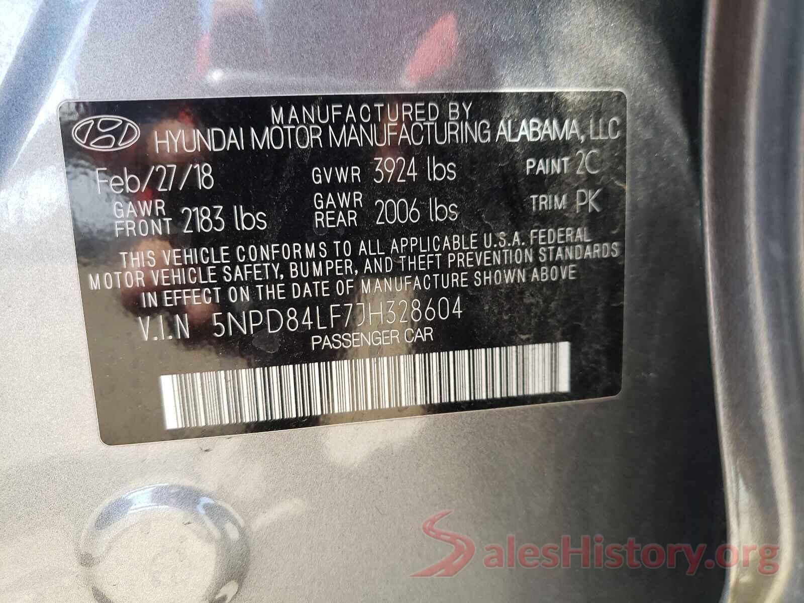 5NPD84LF7JH328604 2018 HYUNDAI ELANTRA