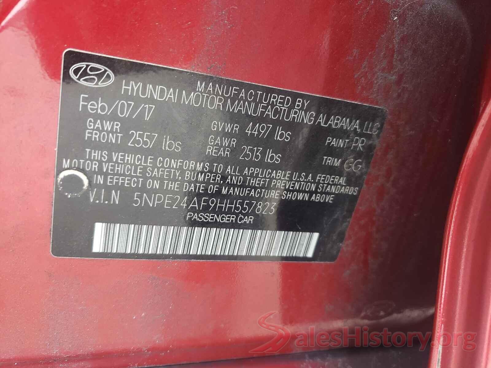 5NPE24AF9HH557823 2017 HYUNDAI SONATA