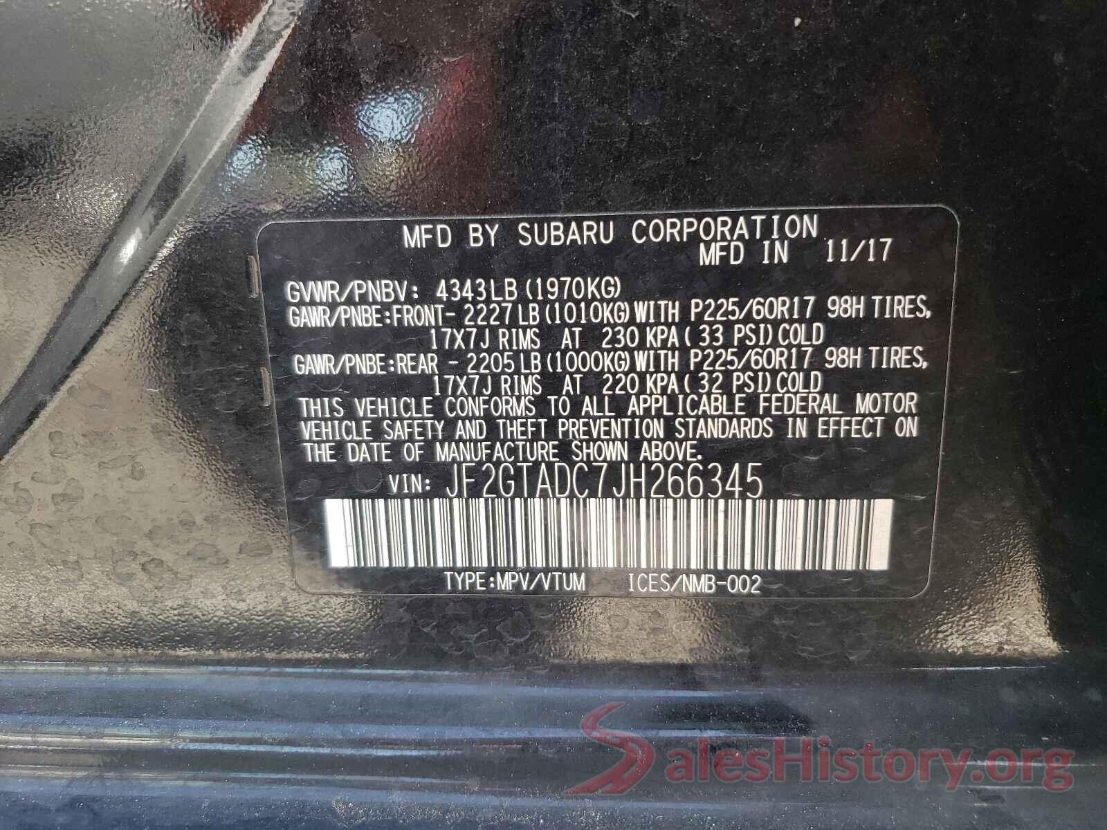 JF2GTADC7JH266345 2018 SUBARU CROSSTREK