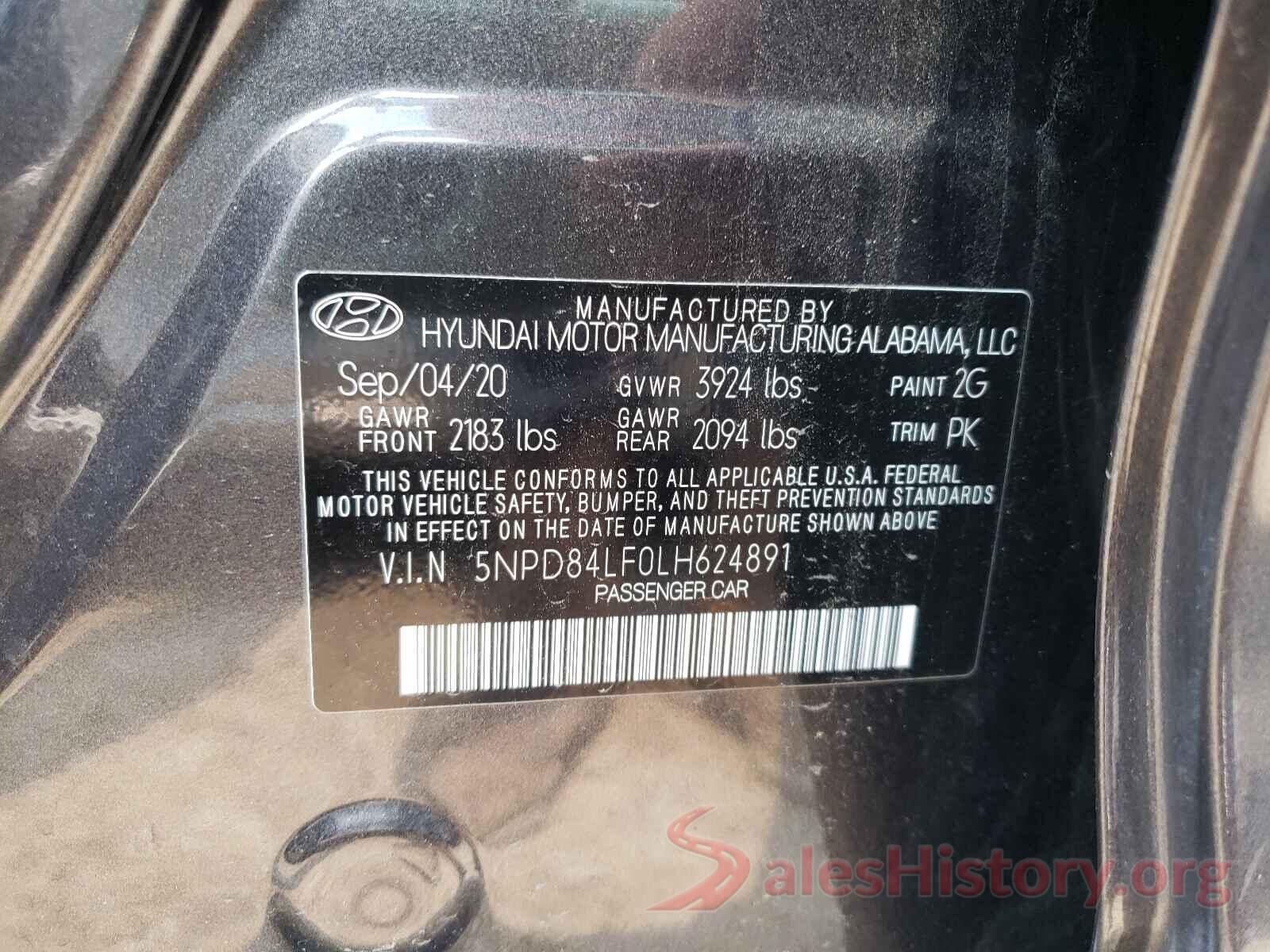 5NPD84LF0LH624891 2020 HYUNDAI ELANTRA