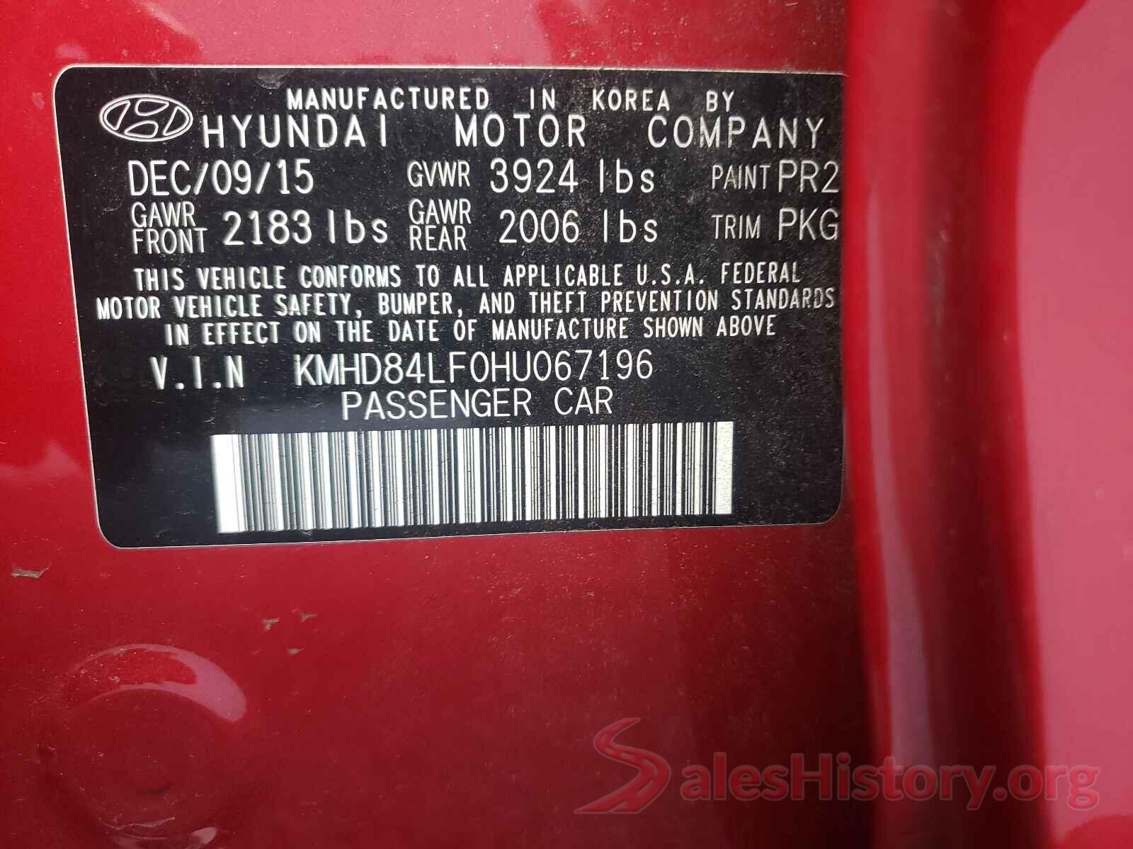 KMHD84LF0HU067196 2017 HYUNDAI ELANTRA