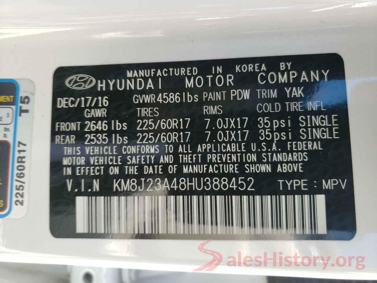 KM8J23A48HU388452 2017 HYUNDAI TUCSON