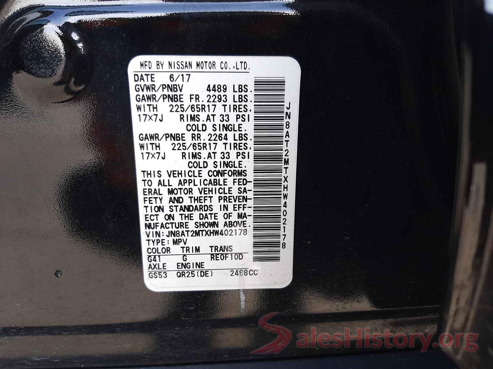 JN8AT2MTXHW402178 2017 NISSAN ROGUE