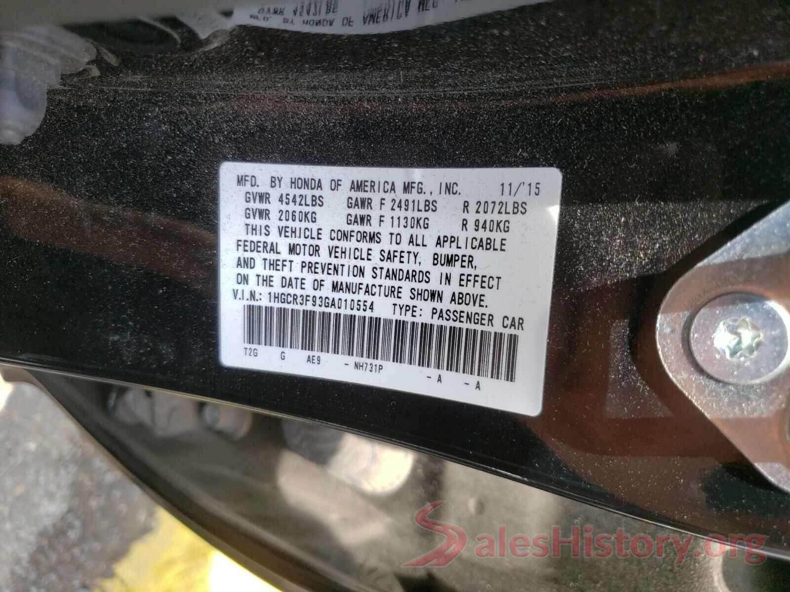 1HGCR3F93GA010554 2016 HONDA ACCORD