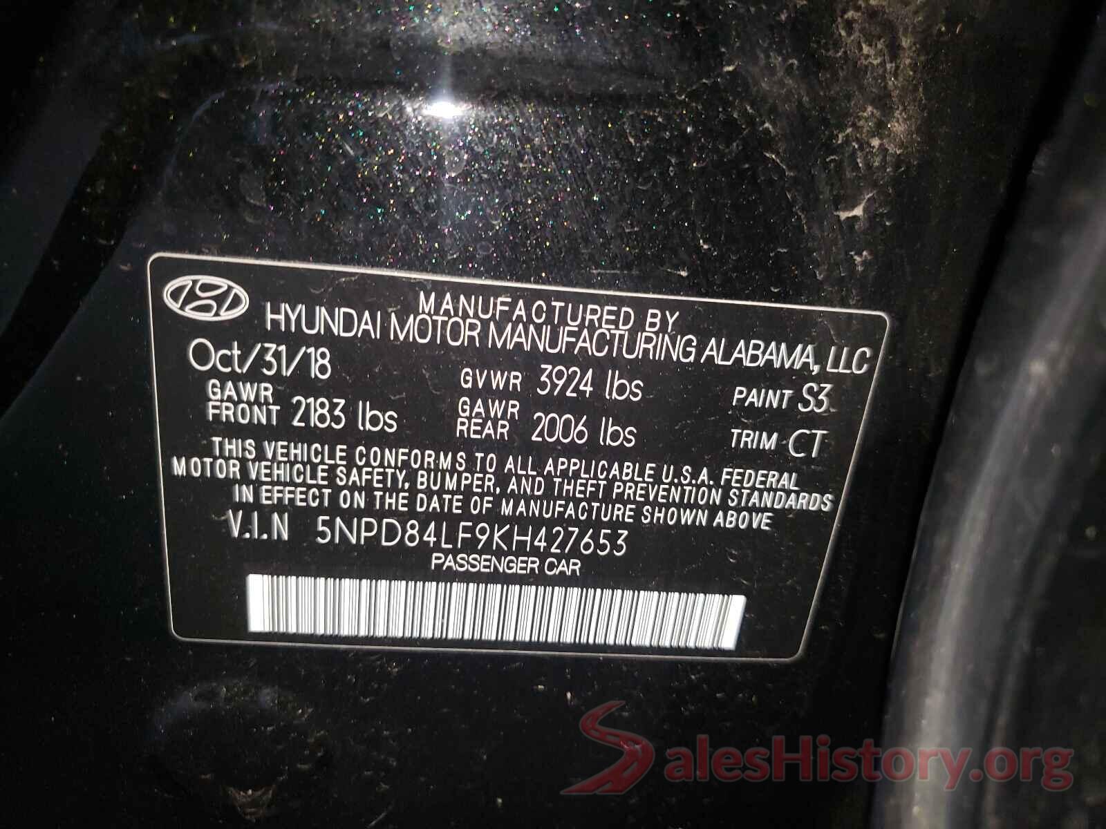 5NPD84LF9KH427653 2019 HYUNDAI ELANTRA