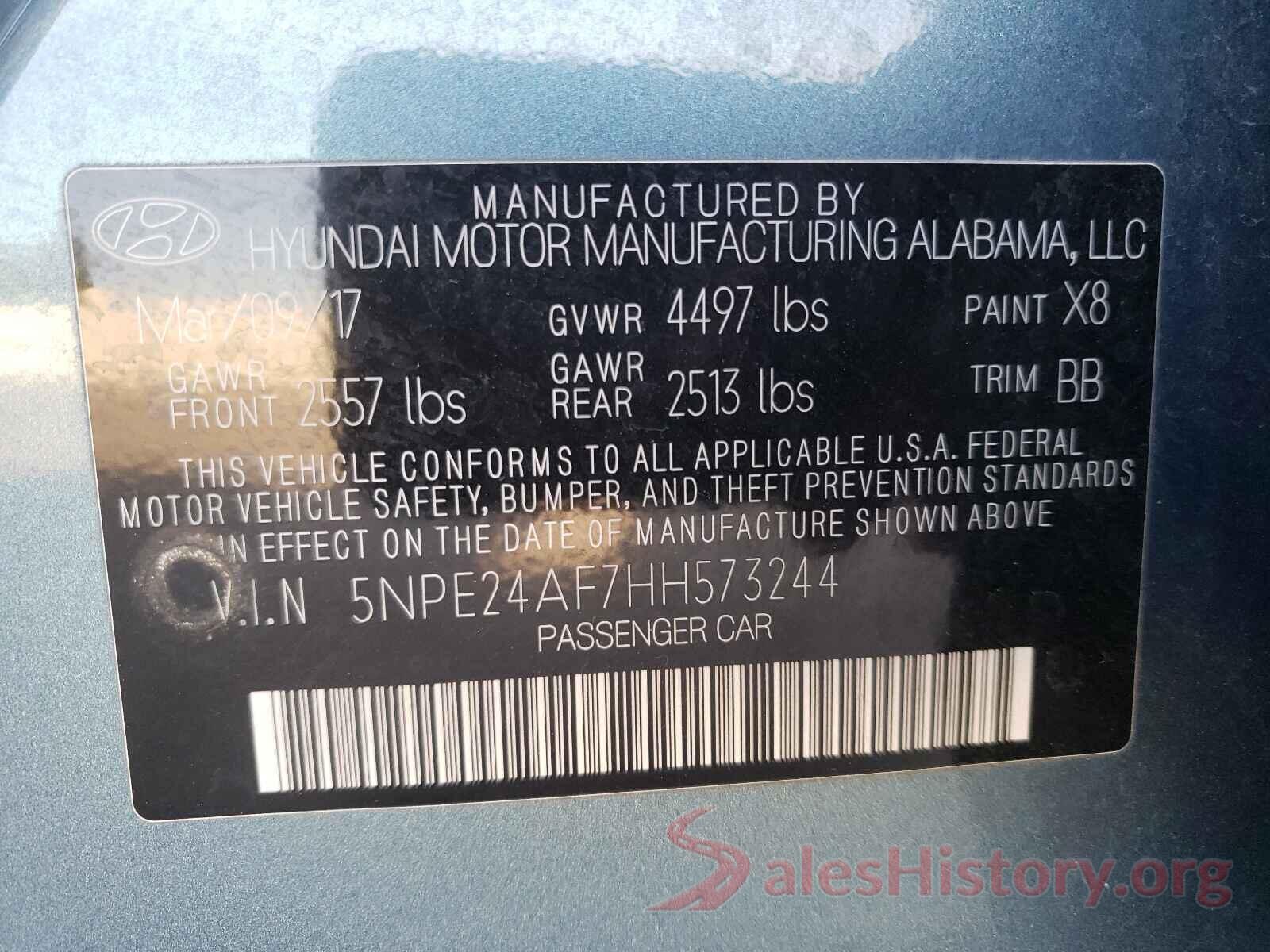 5NPE24AF7HH573244 2017 HYUNDAI SONATA