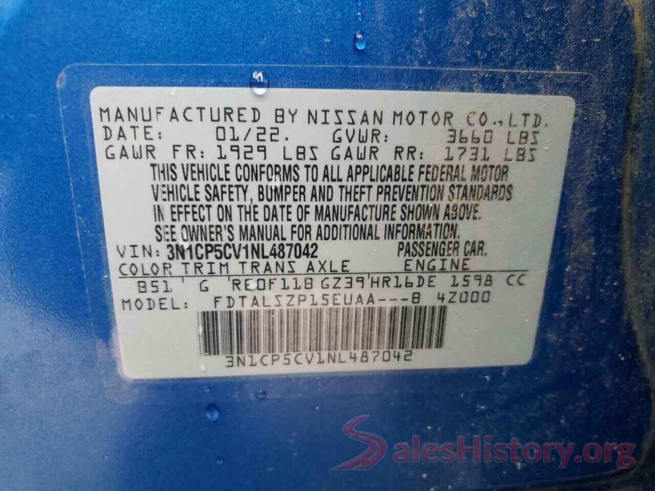 3N1CP5CV1NL487042 2022 NISSAN KICKS