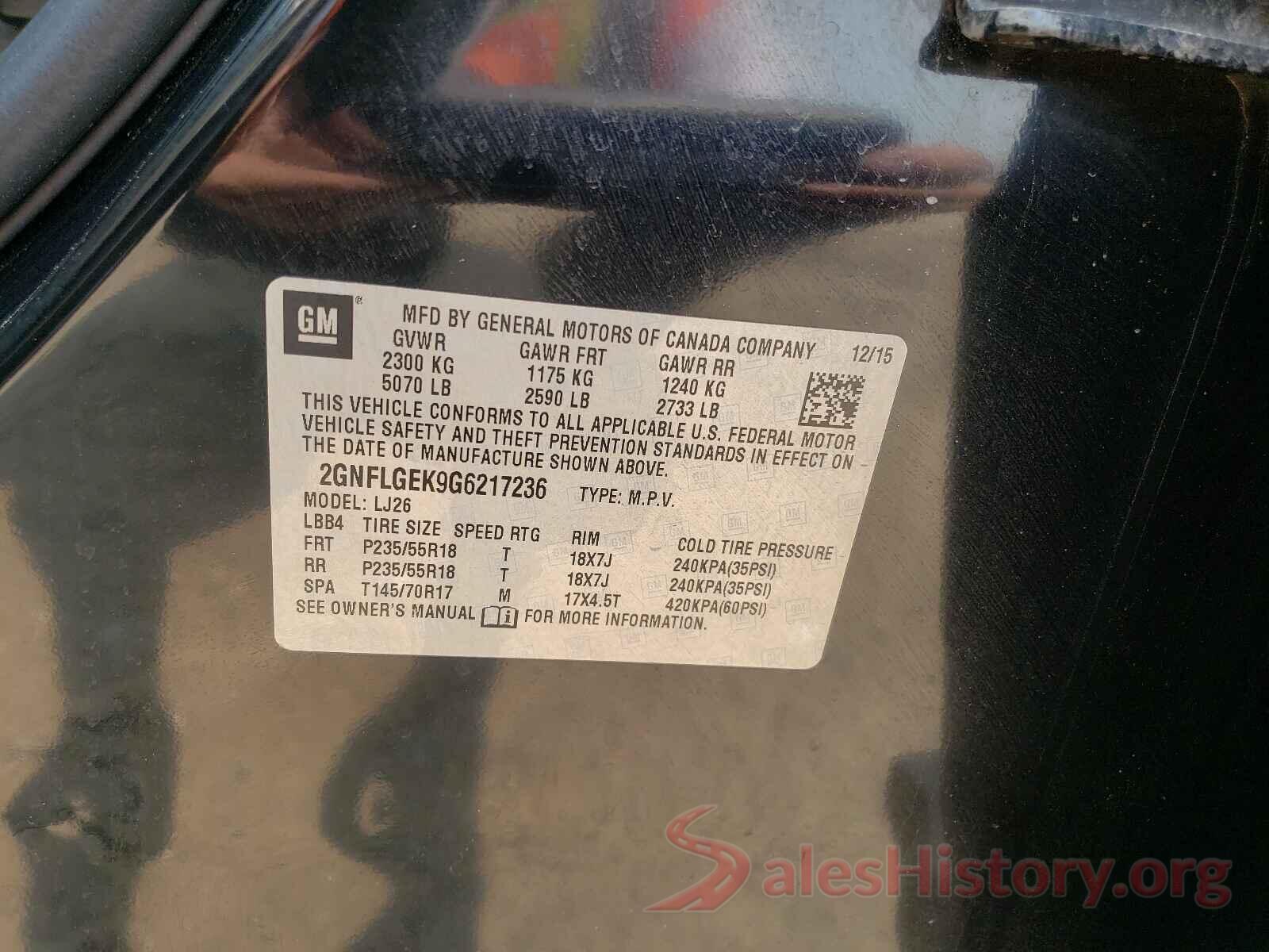 2GNFLGEK9G6217236 2016 CHEVROLET EQUINOX