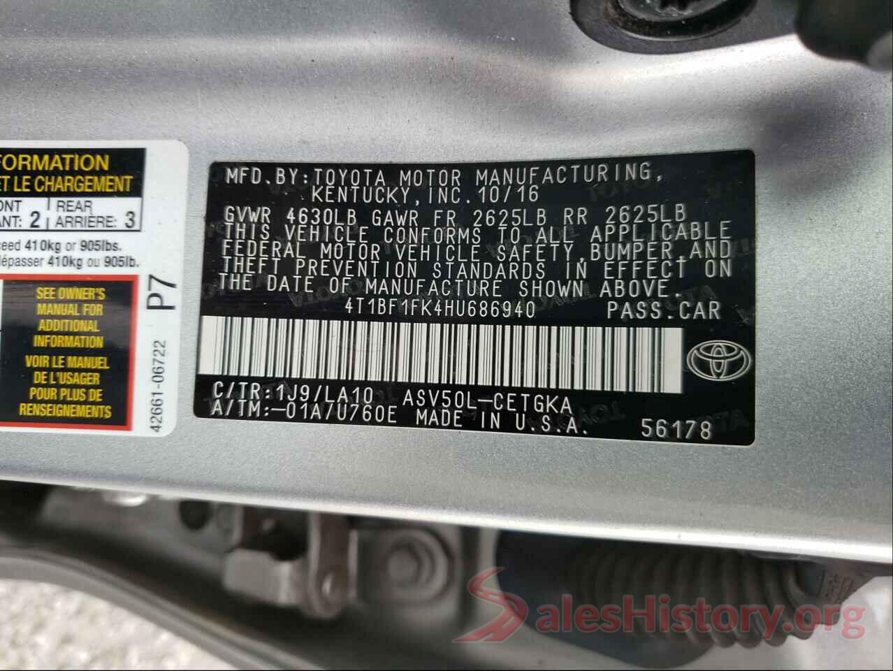 4T1BF1FK4HU686940 2017 TOYOTA CAMRY