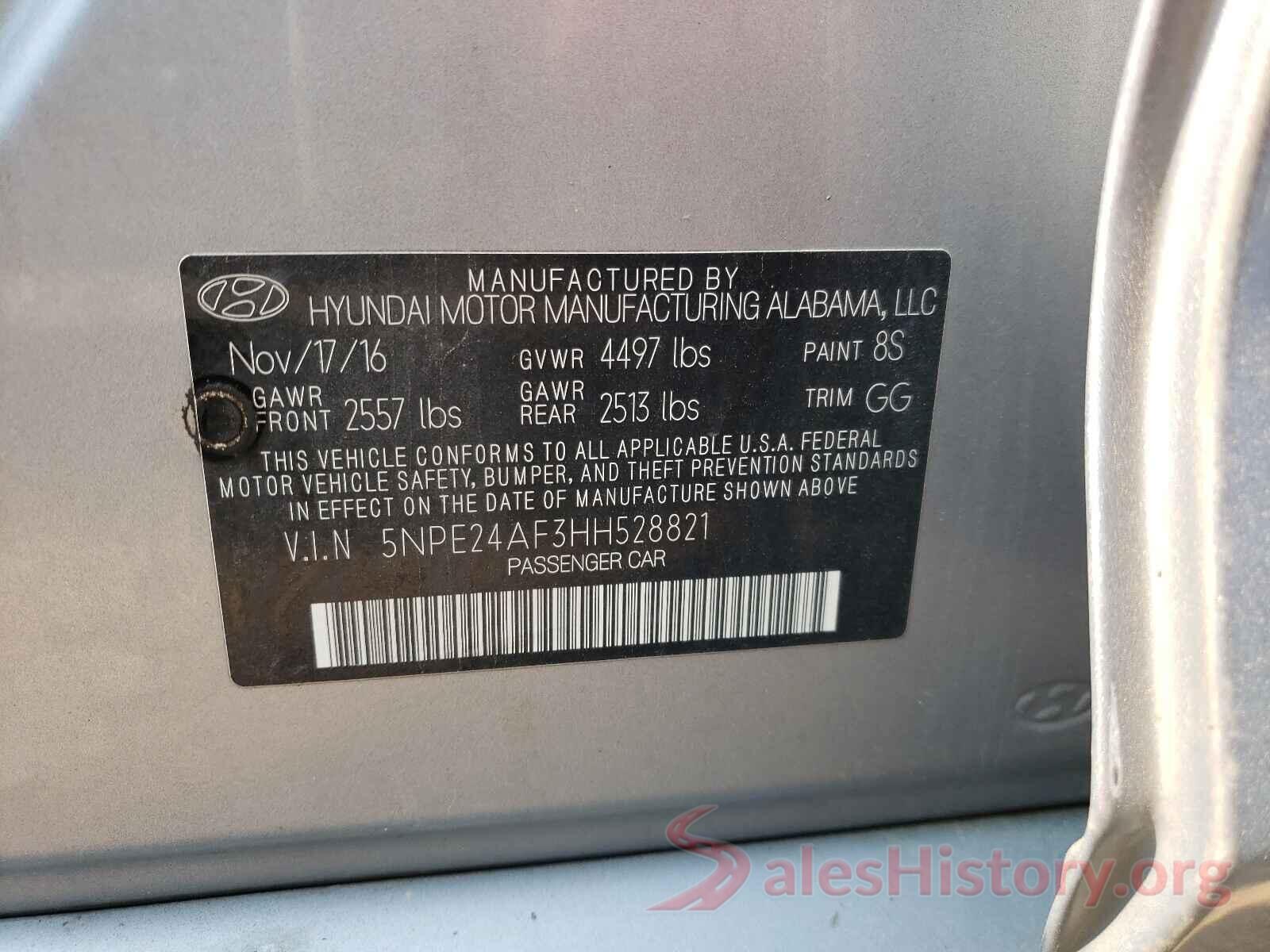 5NPE24AF3HH528821 2017 HYUNDAI SONATA