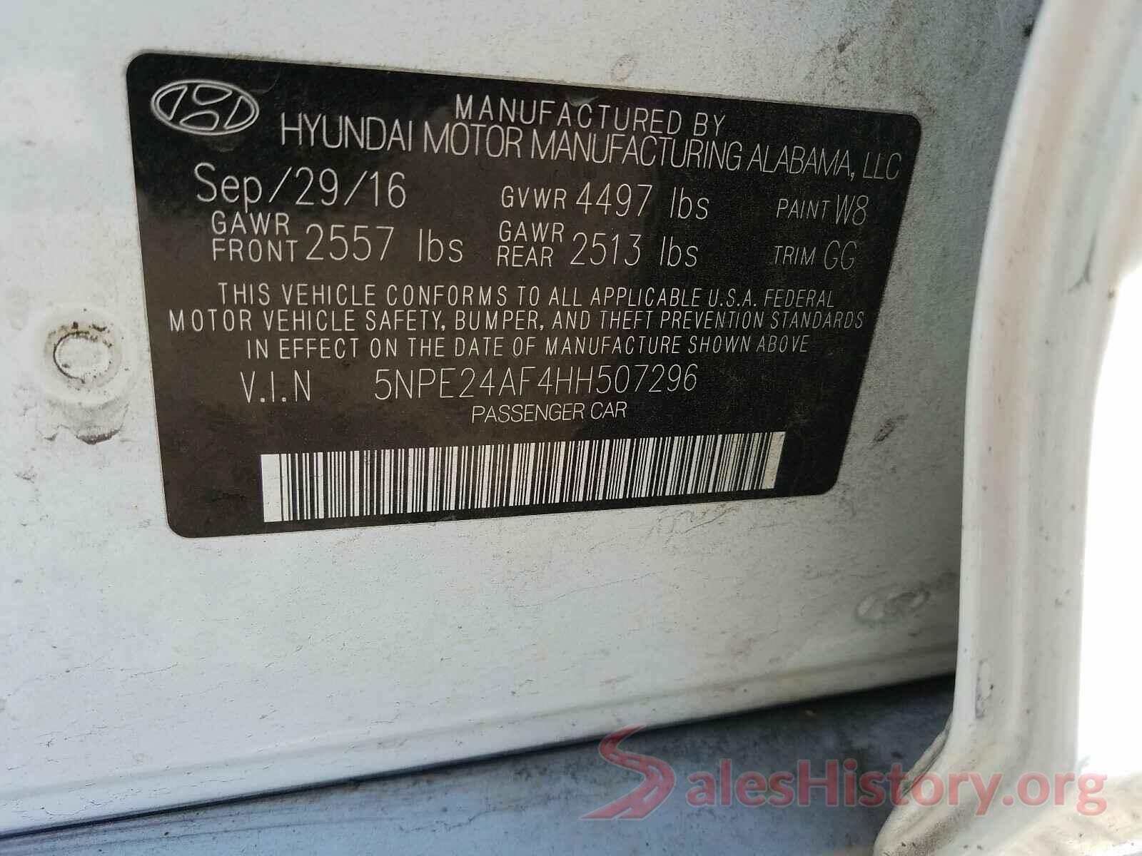 5NPE24AF4HH507296 2017 HYUNDAI SONATA