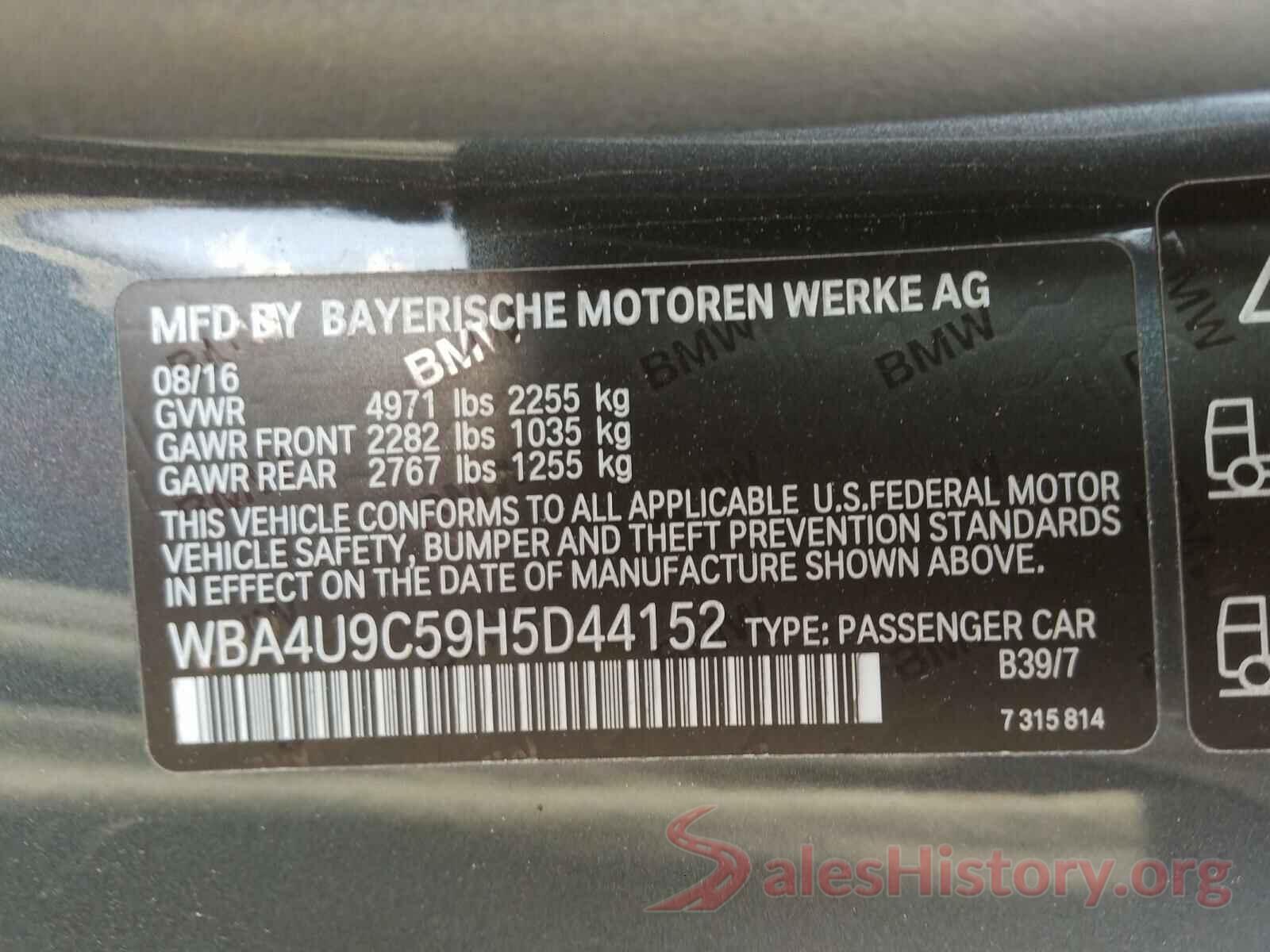 WBA4U9C59H5D44152 2017 BMW 4 SERIES