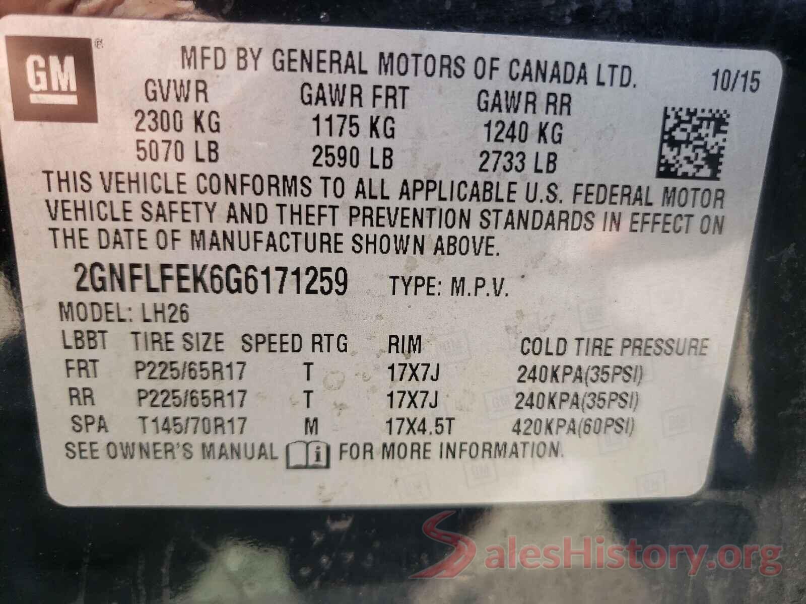 2GNFLFEK6G6171259 2016 CHEVROLET EQUINOX