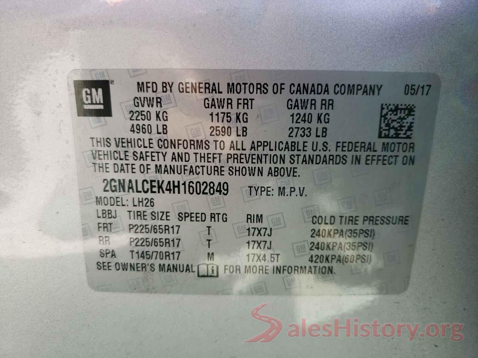 2GNALCEK4H1602849 2017 CHEVROLET EQUINOX