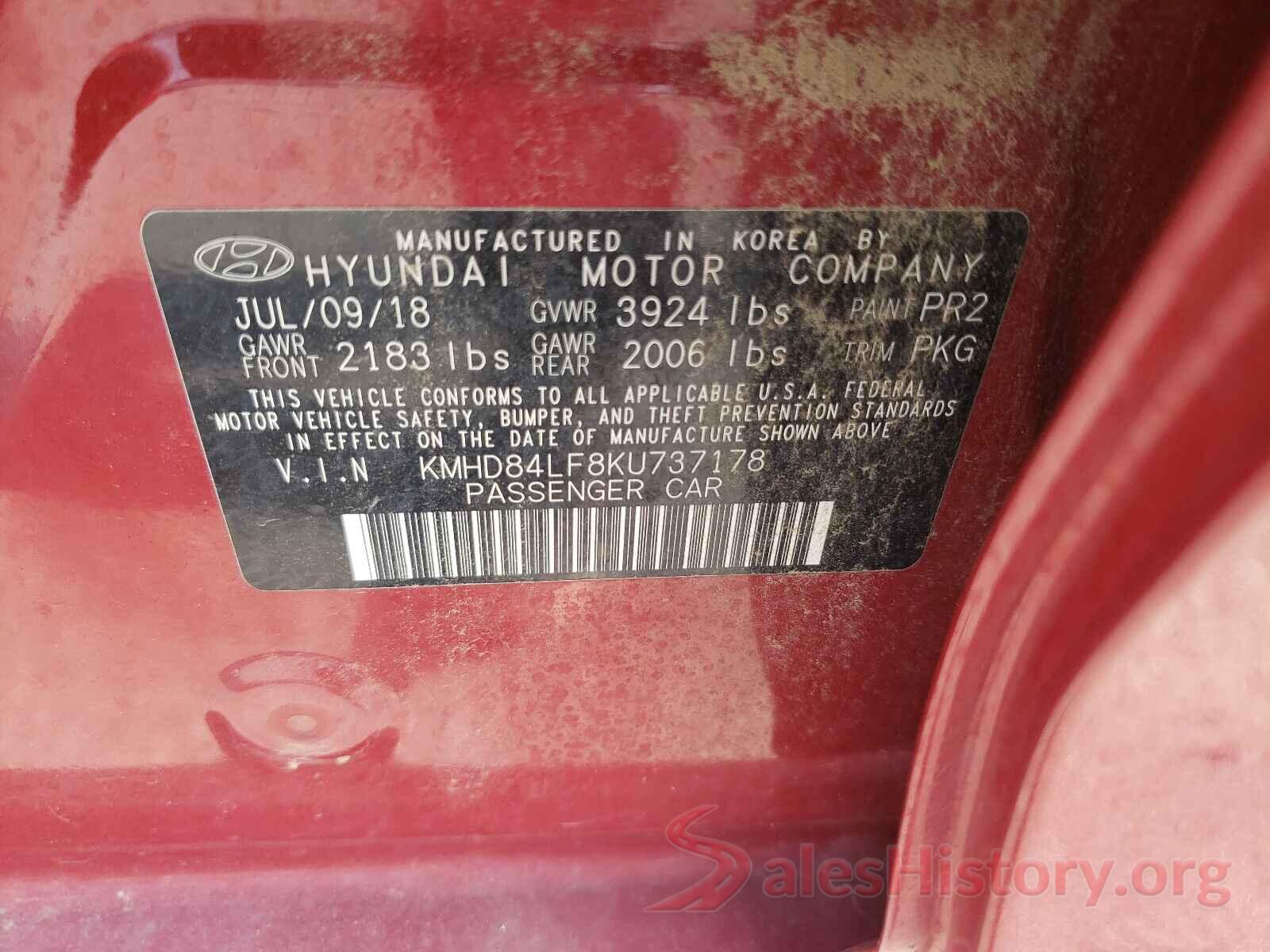 KMHD84LF8KU737178 2019 HYUNDAI ELANTRA