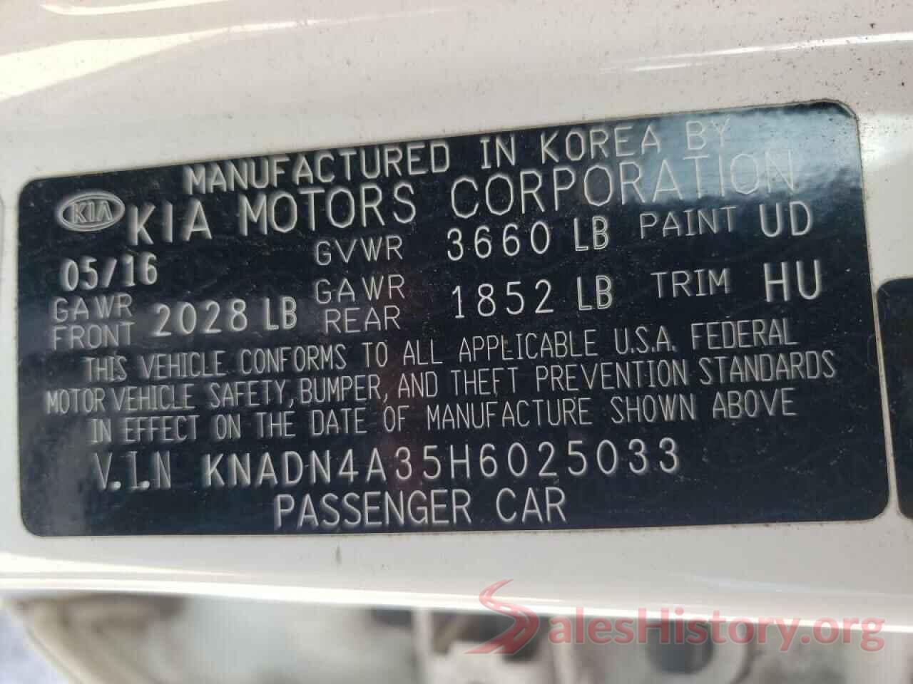 KNADN4A35H6025033 2017 KIA RIO