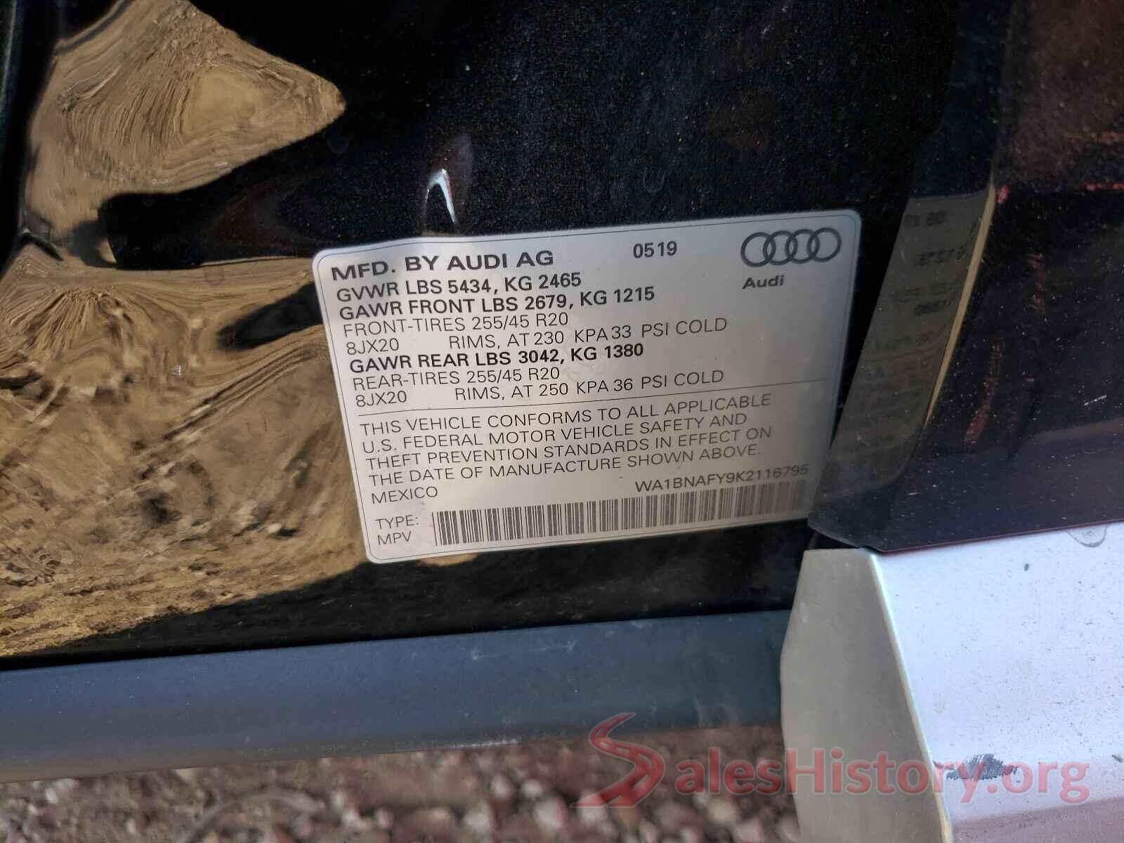 WA1BNAFY9K2116795 2019 AUDI Q5