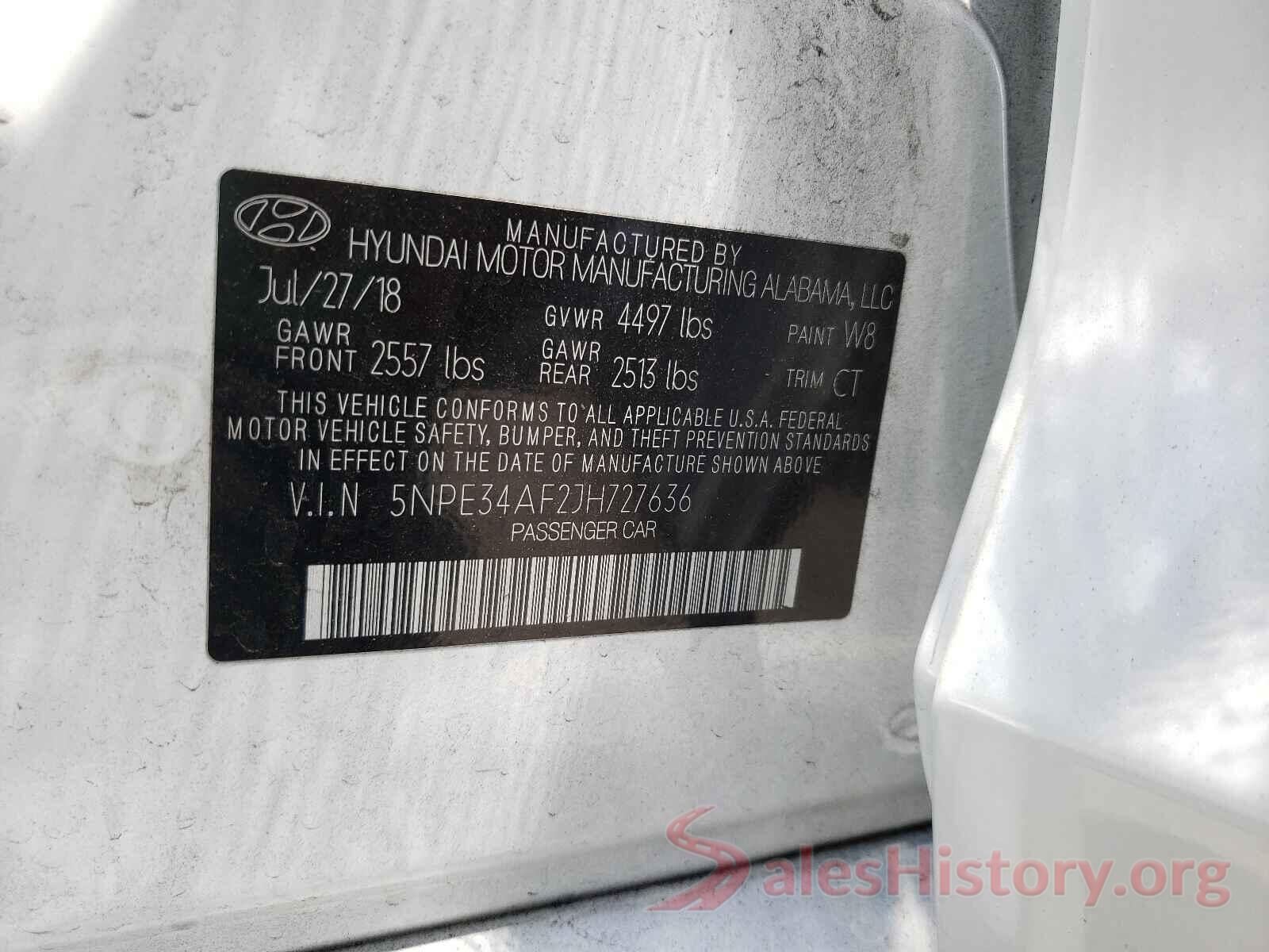 5NPE34AF2JH727636 2018 HYUNDAI SONATA