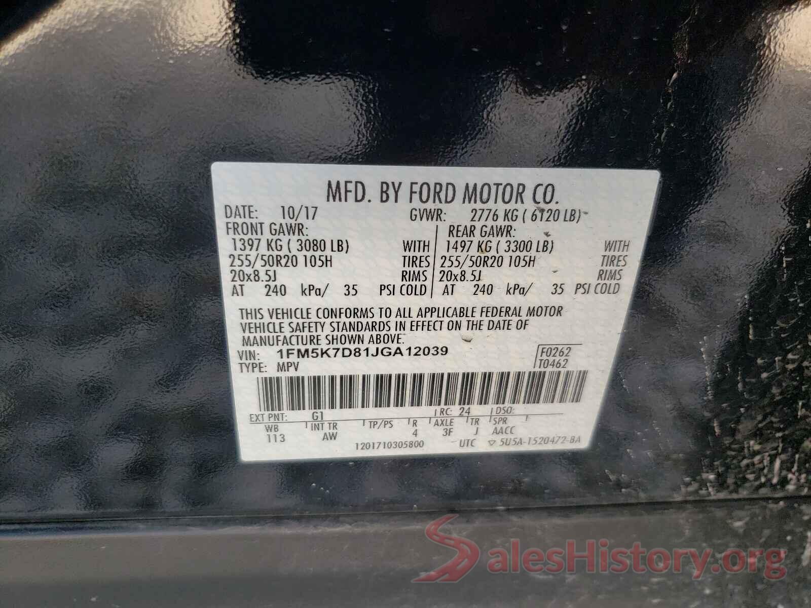 1FM5K7D81JGA12039 2018 FORD EXPLORER