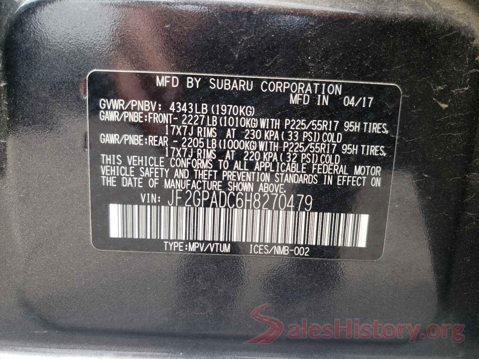 JF2GPADC6H8270479 2017 SUBARU CROSSTREK