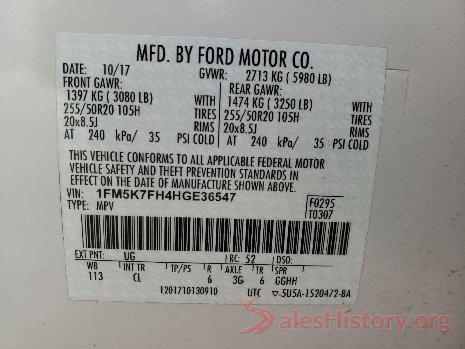 1FM5K7FH4HGE36547 2017 FORD EXPLORER