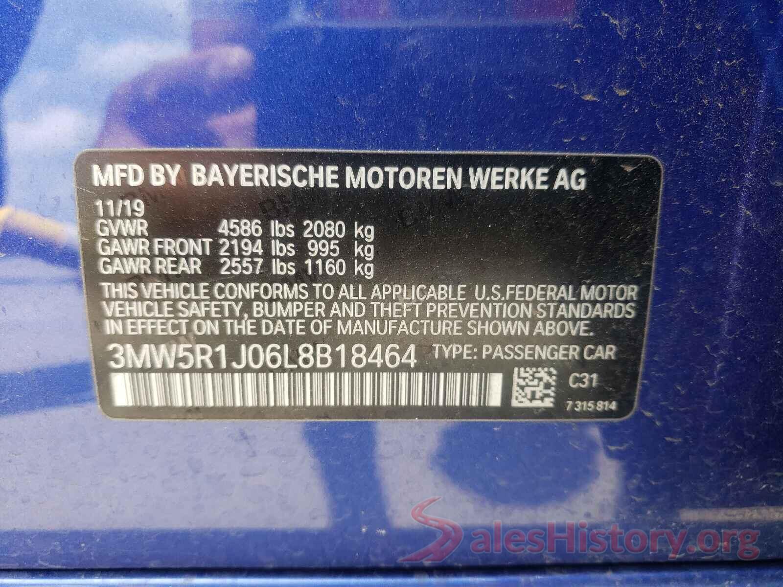 3MW5R1J06L8B18464 2020 BMW 3 SERIES