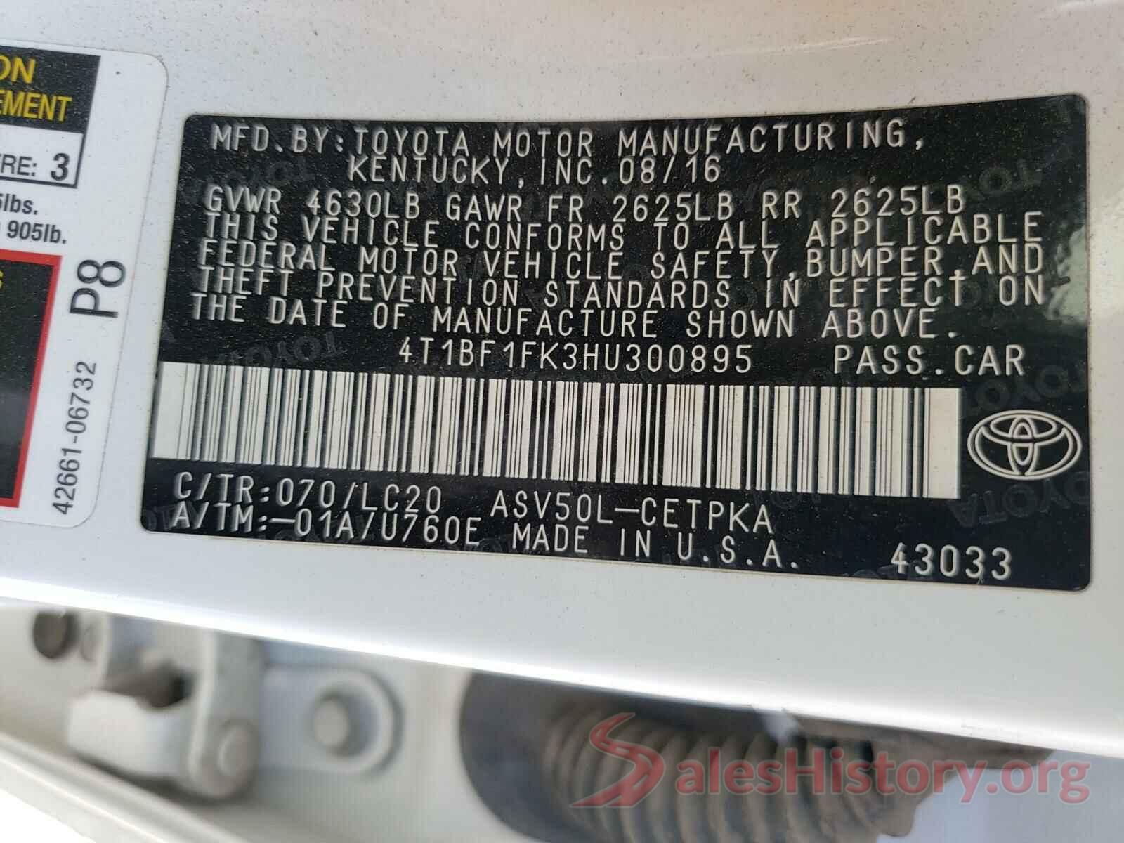 4T1BF1FK3HU300895 2017 TOYOTA CAMRY