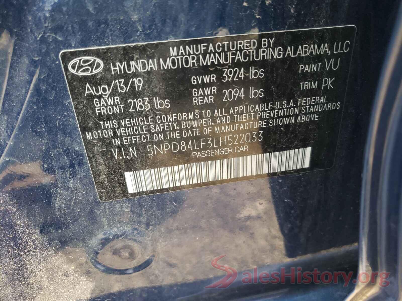 5NPD84LF3LH522033 2020 HYUNDAI ELANTRA