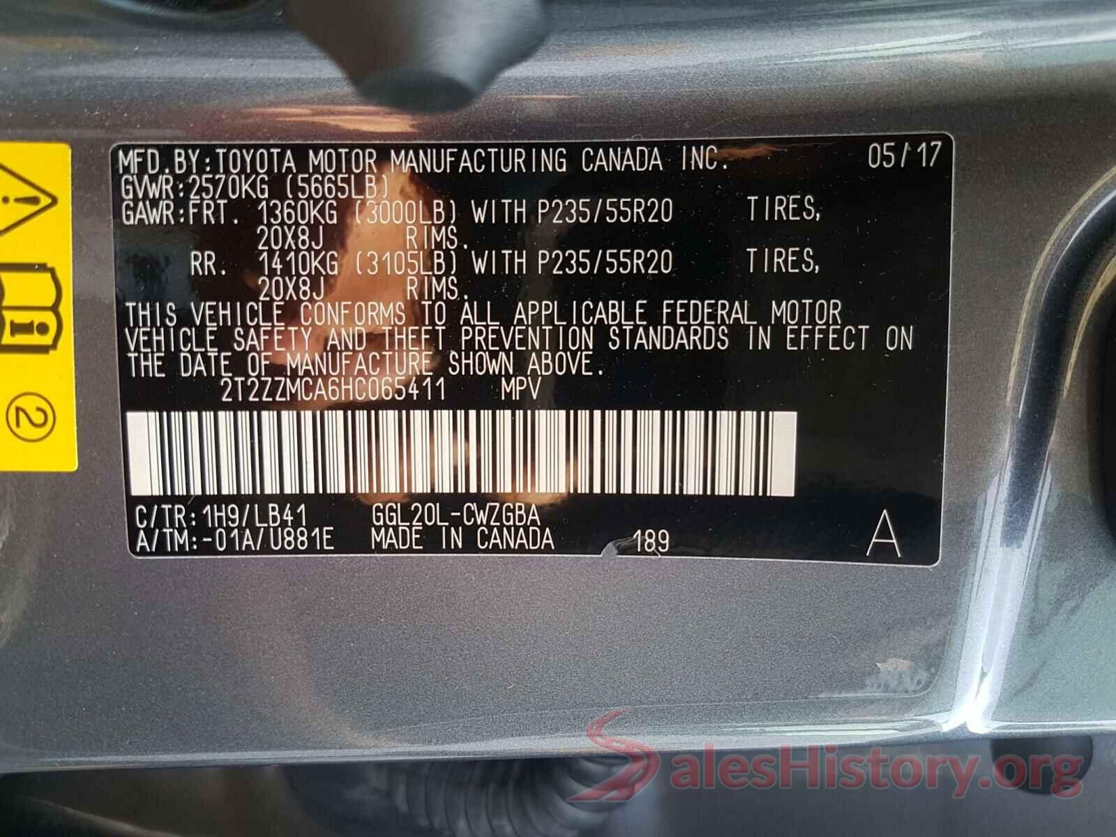 2T2ZZMCA6HC065411 2017 LEXUS RX350