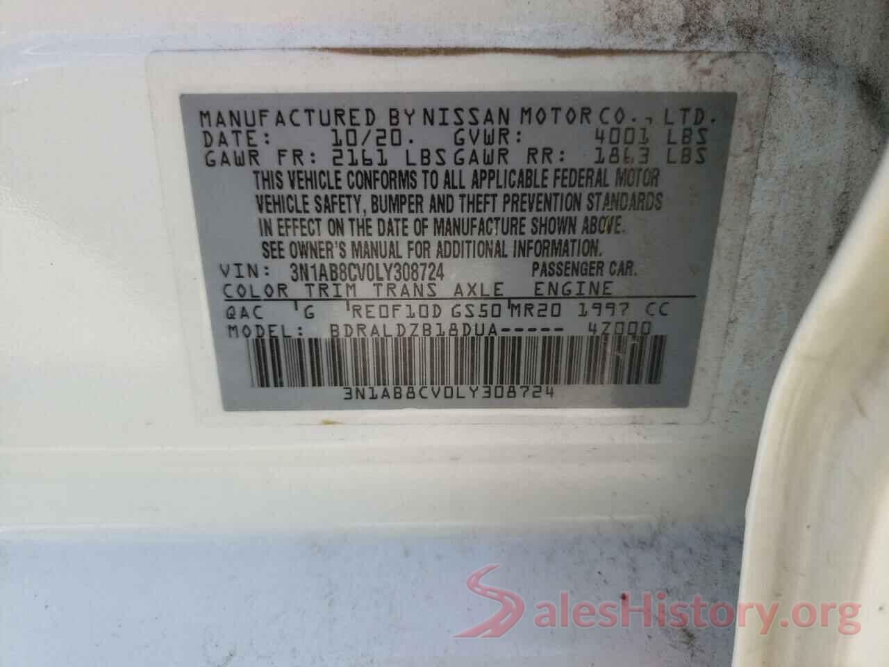 3N1AB8CV0LY308724 2020 NISSAN SENTRA