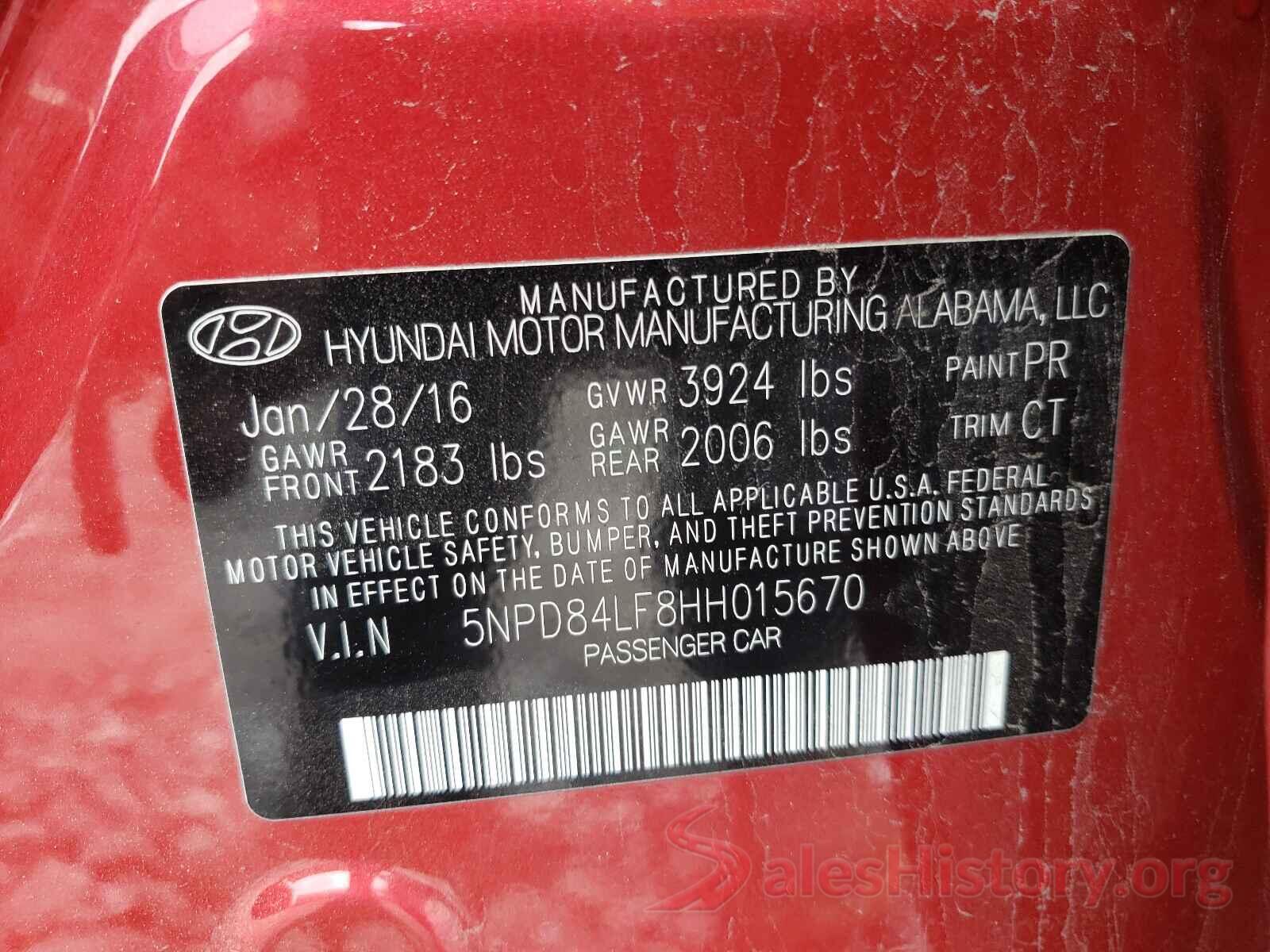 5NPD84LF8HH015670 2017 HYUNDAI ELANTRA