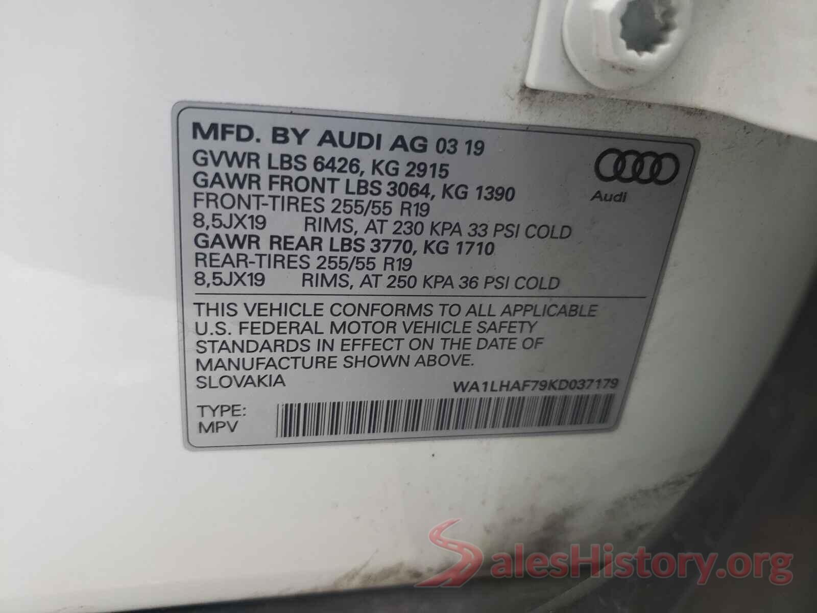 WA1LHAF79KD037179 2019 AUDI Q7