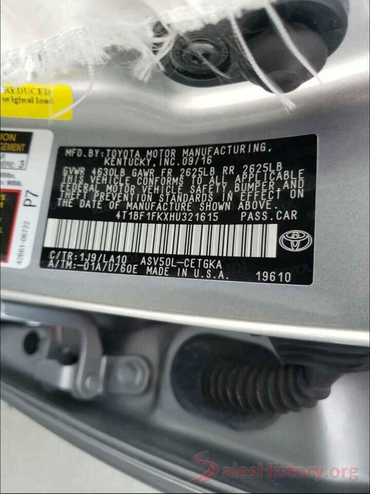 4T1BF1FKXHU321615 2017 TOYOTA CAMRY