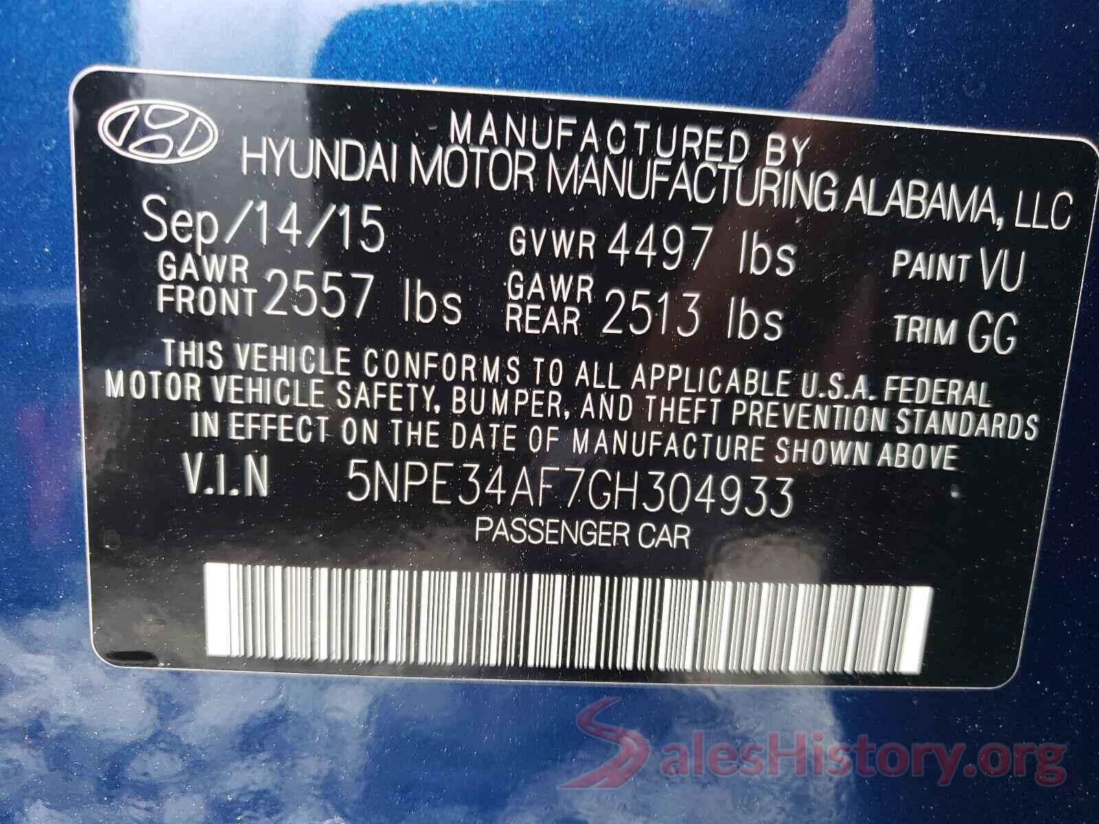 5NPE34AF7GH304933 2016 HYUNDAI SONATA