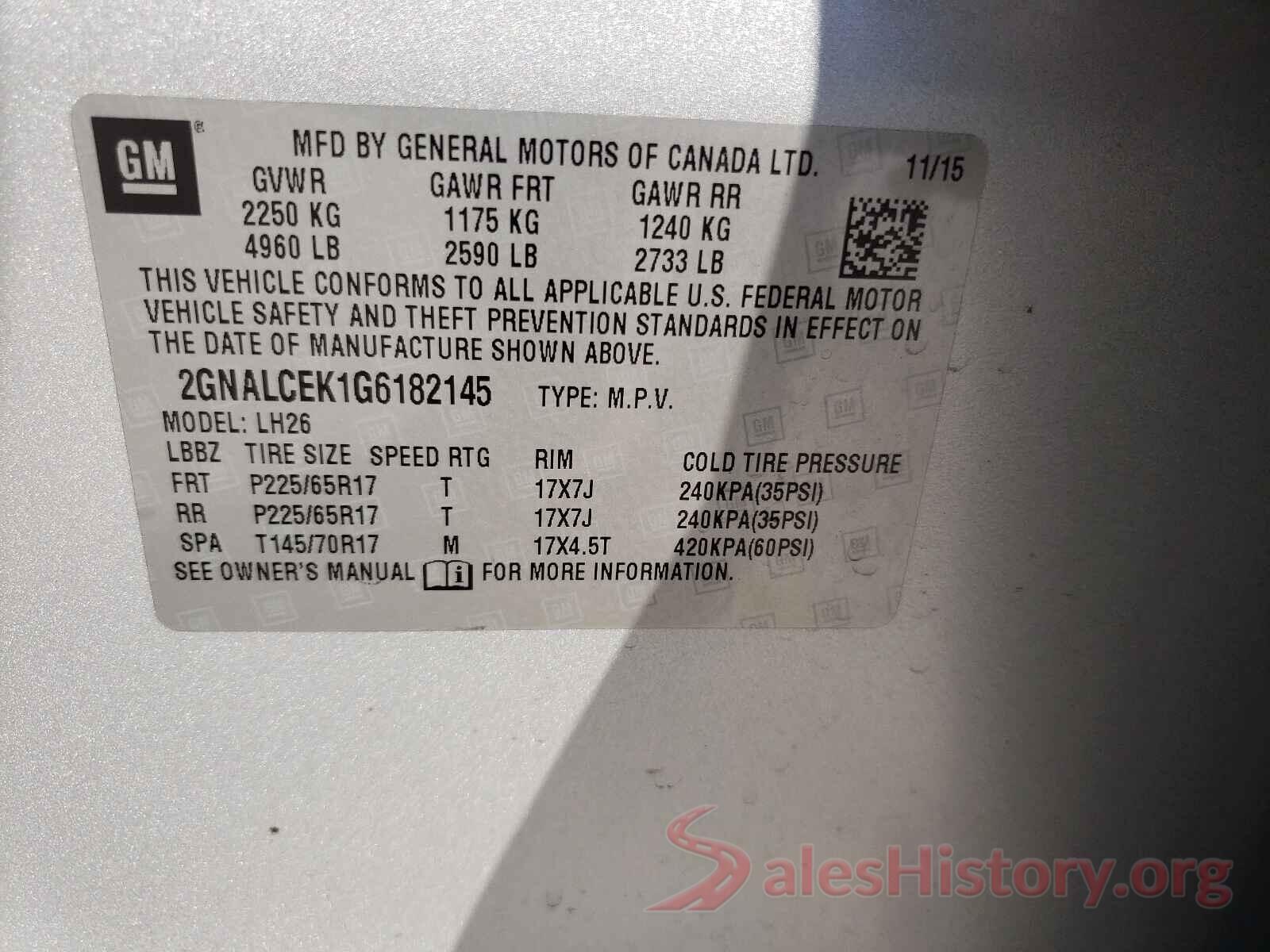 2GNALCEK1G6182145 2016 CHEVROLET EQUINOX